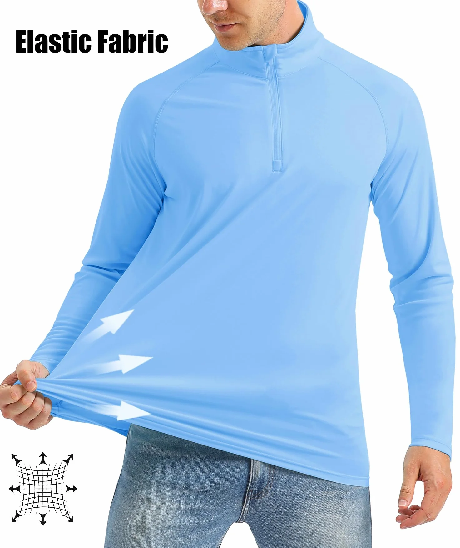 MAGCOMSEN Rashguard koszulka męska, z zamkiem błyskawicznym 1/4, UPF 50+, koszulka sportowa, szybkoschnąca, funkcjonalna