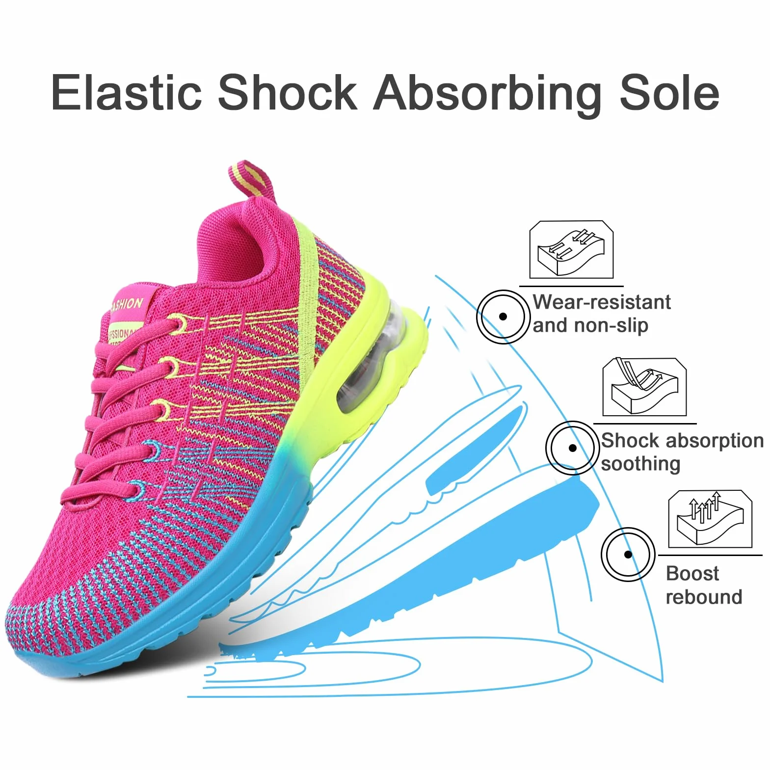 Hitmars Damskie buty do biegania, lekkie buty gimnastyczne, oddychające, szerokie dopasowanie, trampki, sportowe, damskie buty do chodzenia, poduszka powietrzna, buty do joggingu, na co dzień, rozmiar