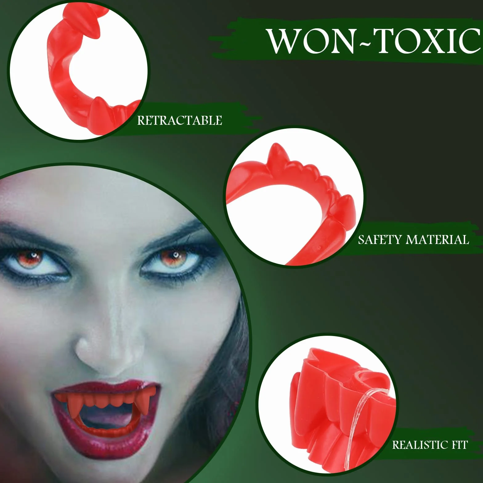 Ouligay 12 szt. Halloween zęby wampira, sztuczne kły wampira, wilkołak, zombie, kły, cosplay, rekwizyty, plastikowe protezy dla dzieci, dorosłych, dekoracje imprezowe