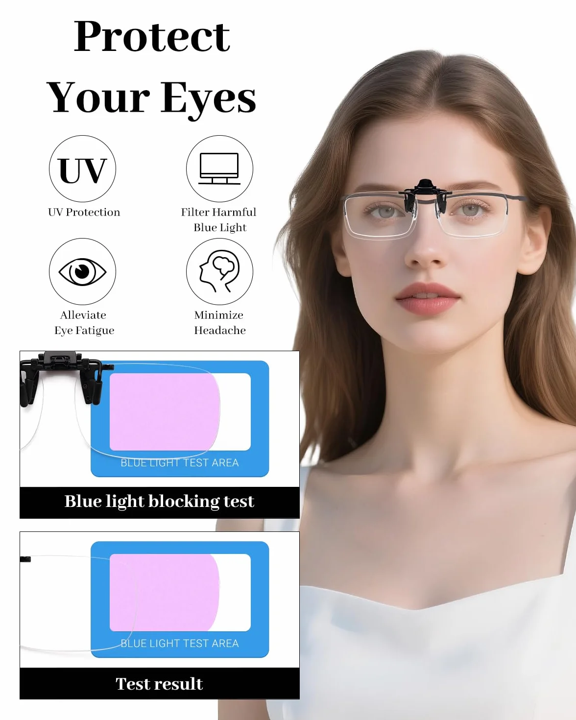 LUFF Clip On Okulary do czytania i Flip Up -Niebieskie światło blokujące okulary powiększające, okulary powiększające czytniki dla mężczyzn i kobiet