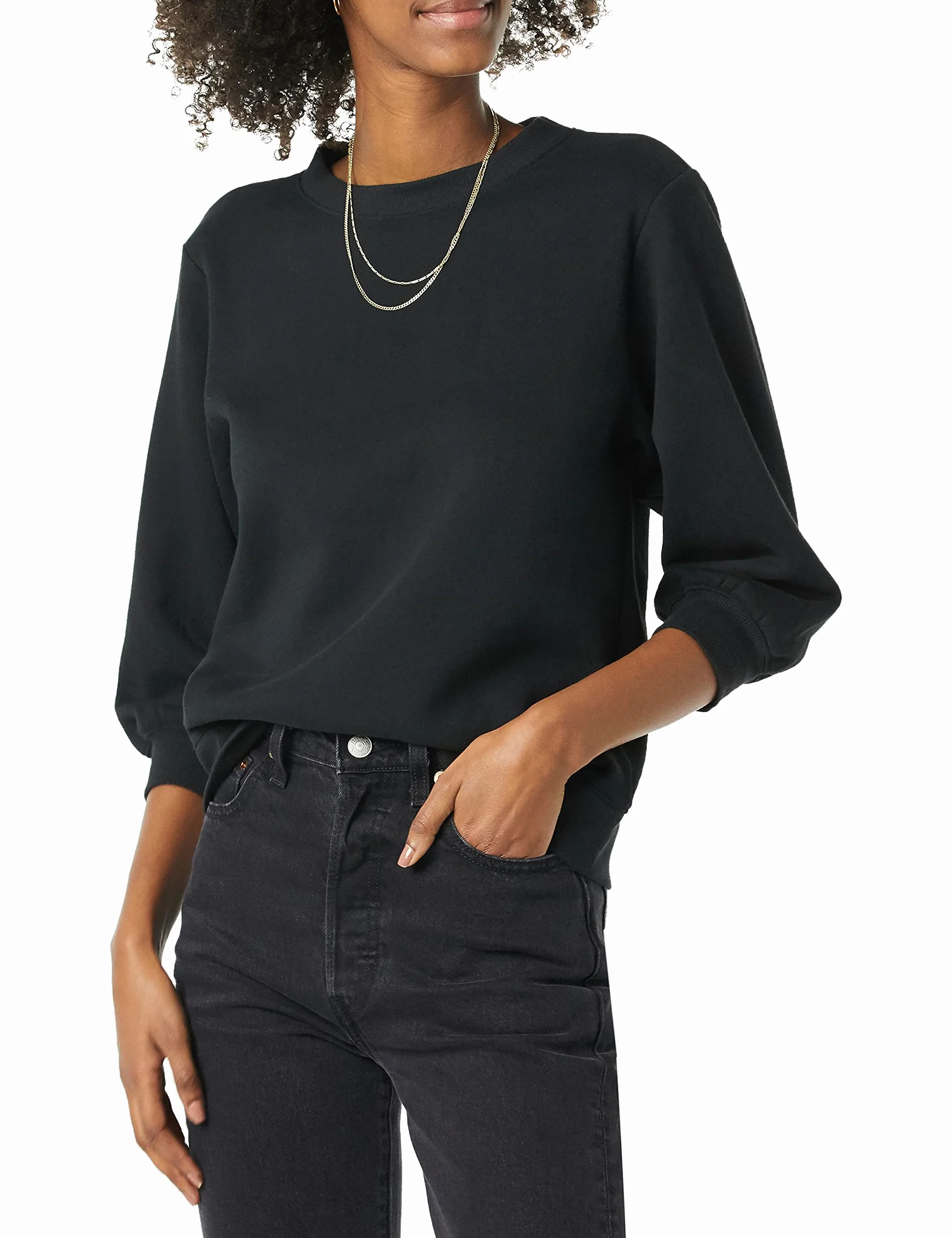 Amazon Essentials Kobiety Francuski Terry Polar Rękaw Detal Crewneck Bluza