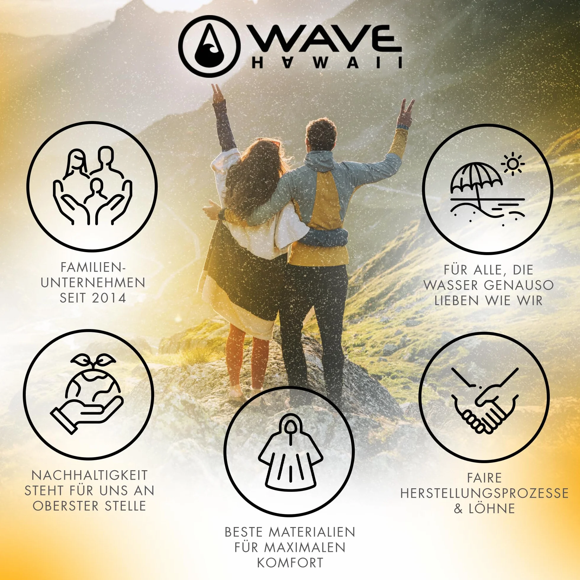 WAVE HAWAII Cumbuco ponczo surfingowe do wzrostu 160-190 cm, 95% ekologicznej bawełny, pomoc w przebieraniu, na plażę, do surfowania, ręcznik kąpielowy, ponczo prysznicowe, dla kobiet, mężczyzn i dorosłych, brązowy, M