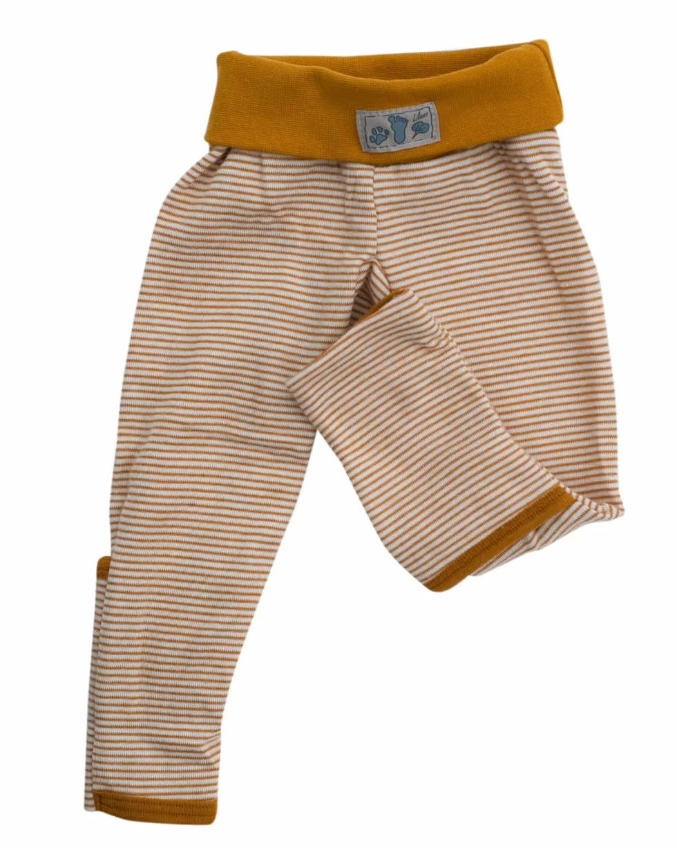 Lilano, Merino Baby spodnie z mankietem, 70% wełna (organiczna), 30% jedwab, 210 g/m², Curry / naturalny, 68