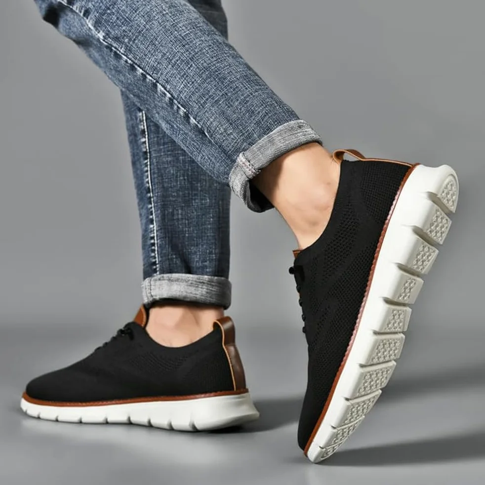 Męskie buty na co dzień, oddychające lekkie buty sportowe buty siatkowe, oksfordy sznurowane biznesowe buty do chodzenia