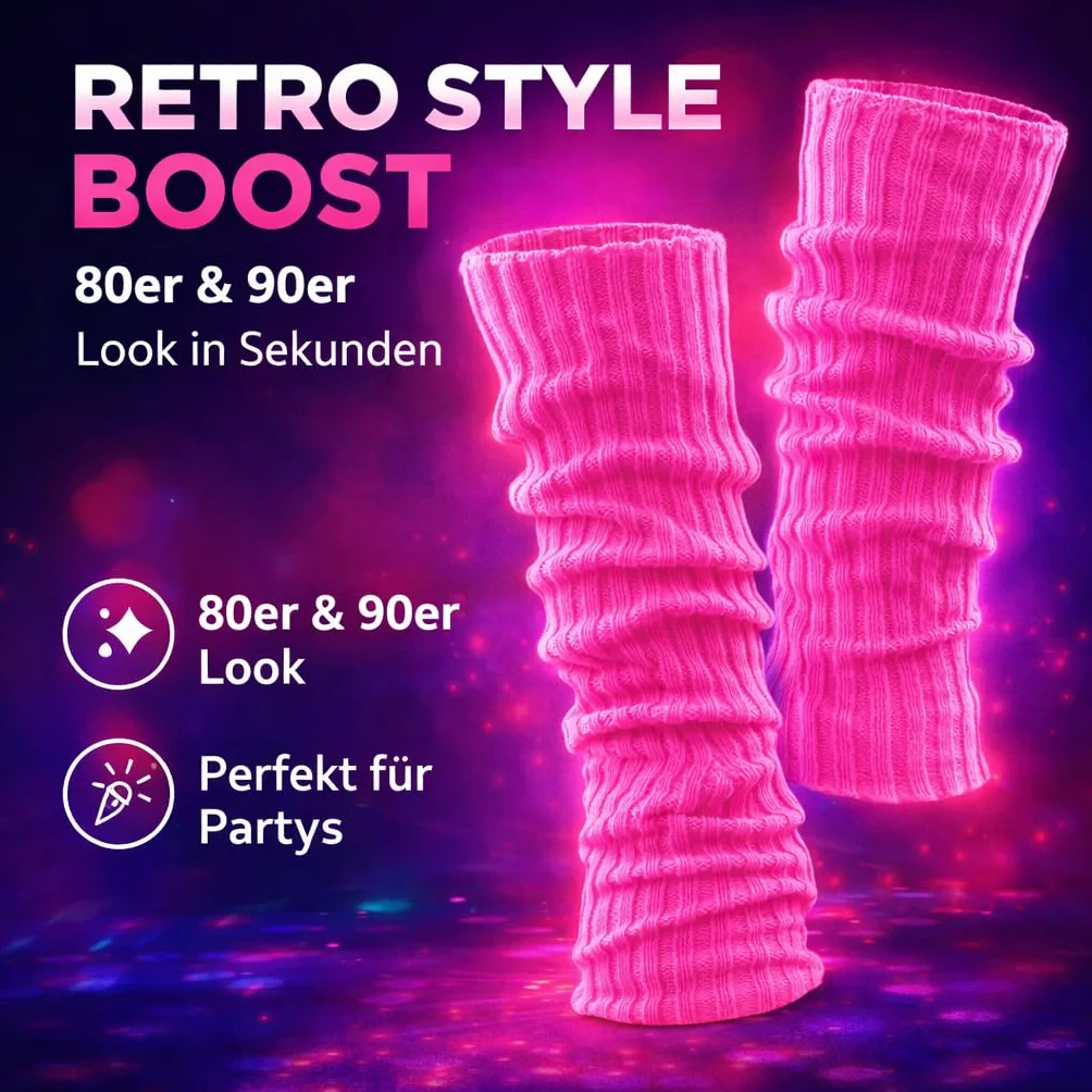 TK Gruppe Timo Klingler Skarpetki Neonowe - Rękawiczki neonowy różowy - Akcesoria kostiumowe do retro neonowego outfitu z lat 80. i 90. na karnawał i faszyng