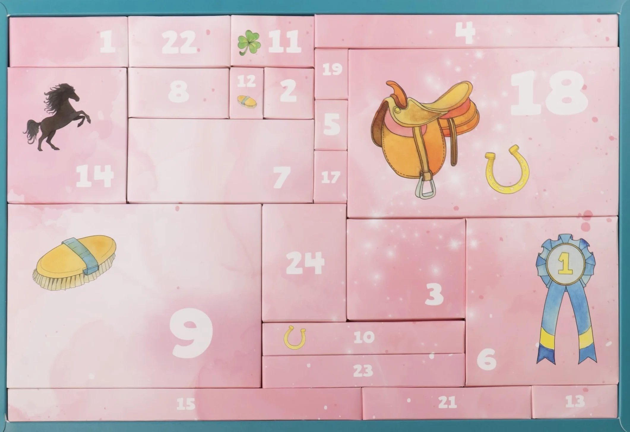 Pferdeglück - Der kreative Adventskalender. 24 Überraschungen für Pferde-Fans: Große Box (38,5 x 26,5 x 5 cm) mit 24 kleinen Boxen
