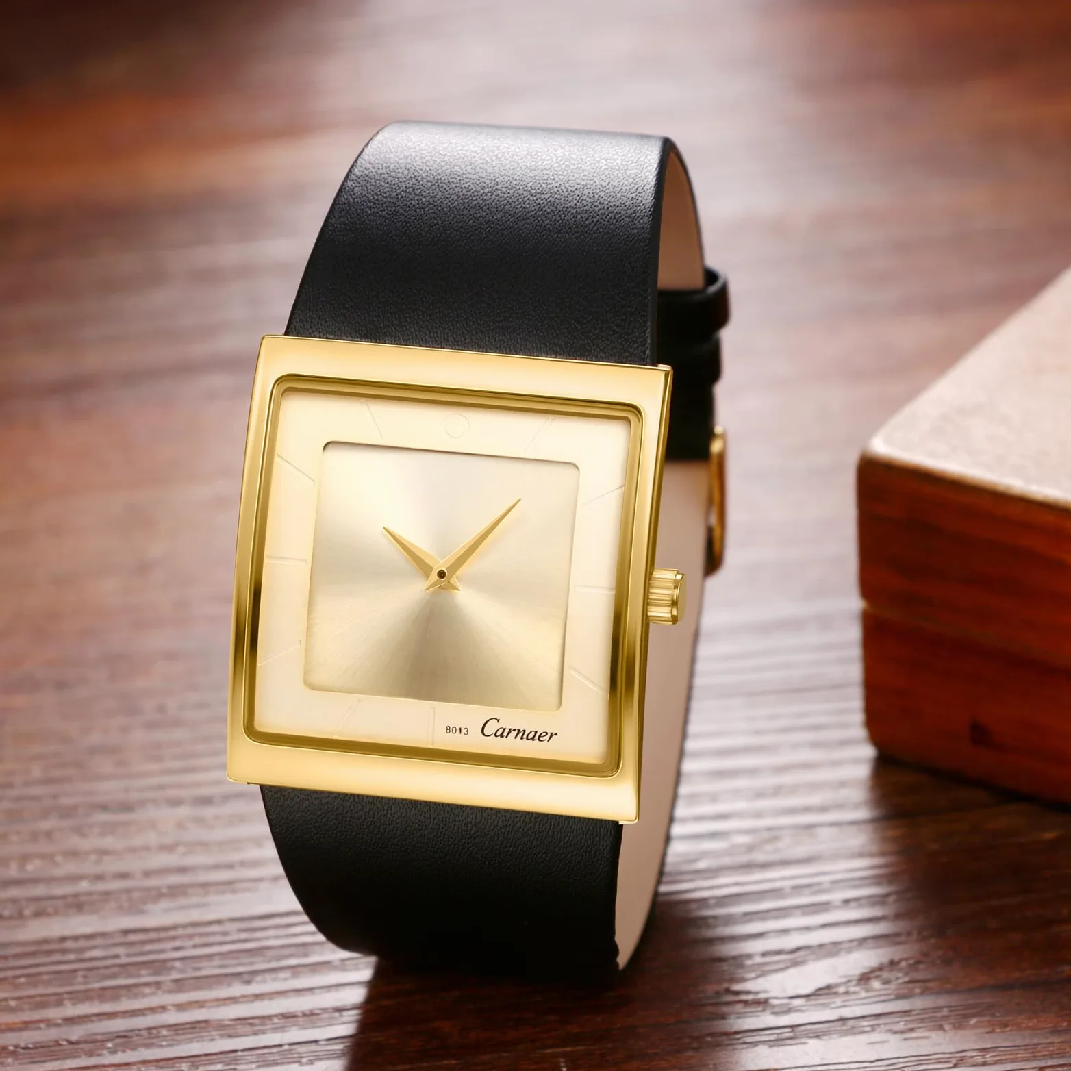 JewelryWe Męski zegarek kwadratowy ze skórzanym paskiem: 5 sztuk, 30 m, wodoszczelny, analogowy, kwarcowy, minimalistyczny, biznesowy, casualowy, zegarek z prawdziwej skóry i kwadratowym cyferblatem
