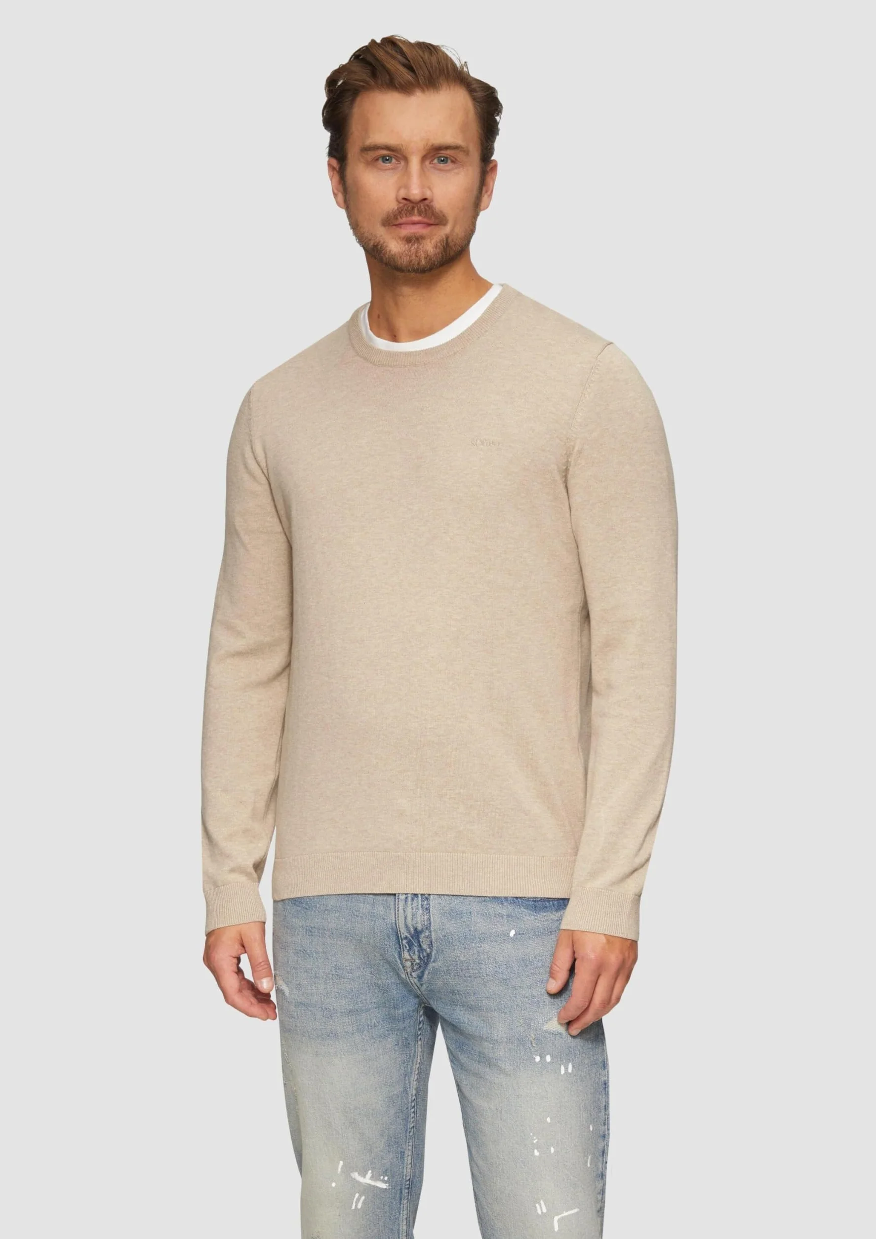 s.Oliver Sweter z dzianiny z wyszywanym logo, 82 W 0, 3XL