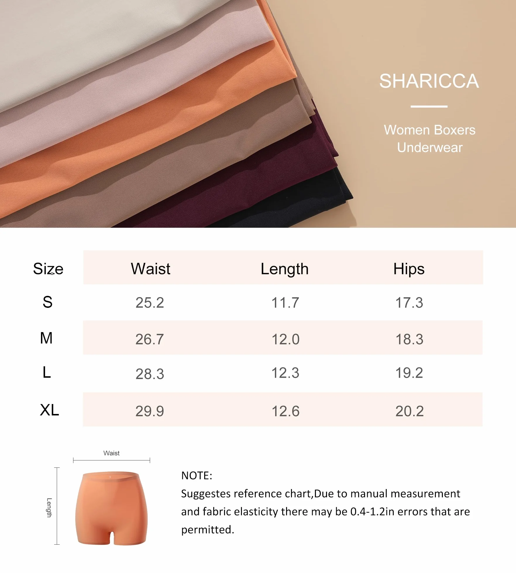 SHARICCA Damskie szorty rowerowe majtki hotpants krótkie spodnie wysoka talia, bokserki z wiskozy