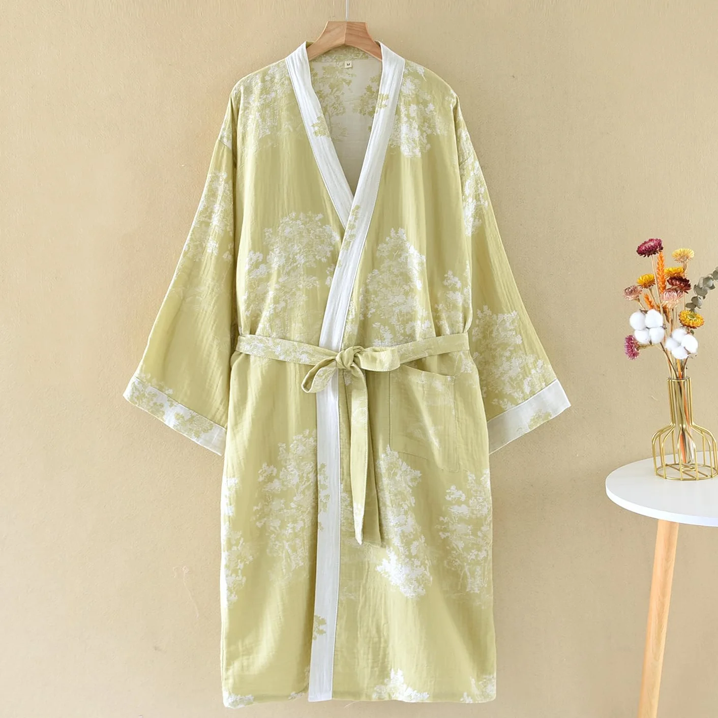 Damskie japońskie kimono, 100% bawełny, gaza żakardowa, lekki szlafrok, yukata, odzież do sauny, odzież domowa