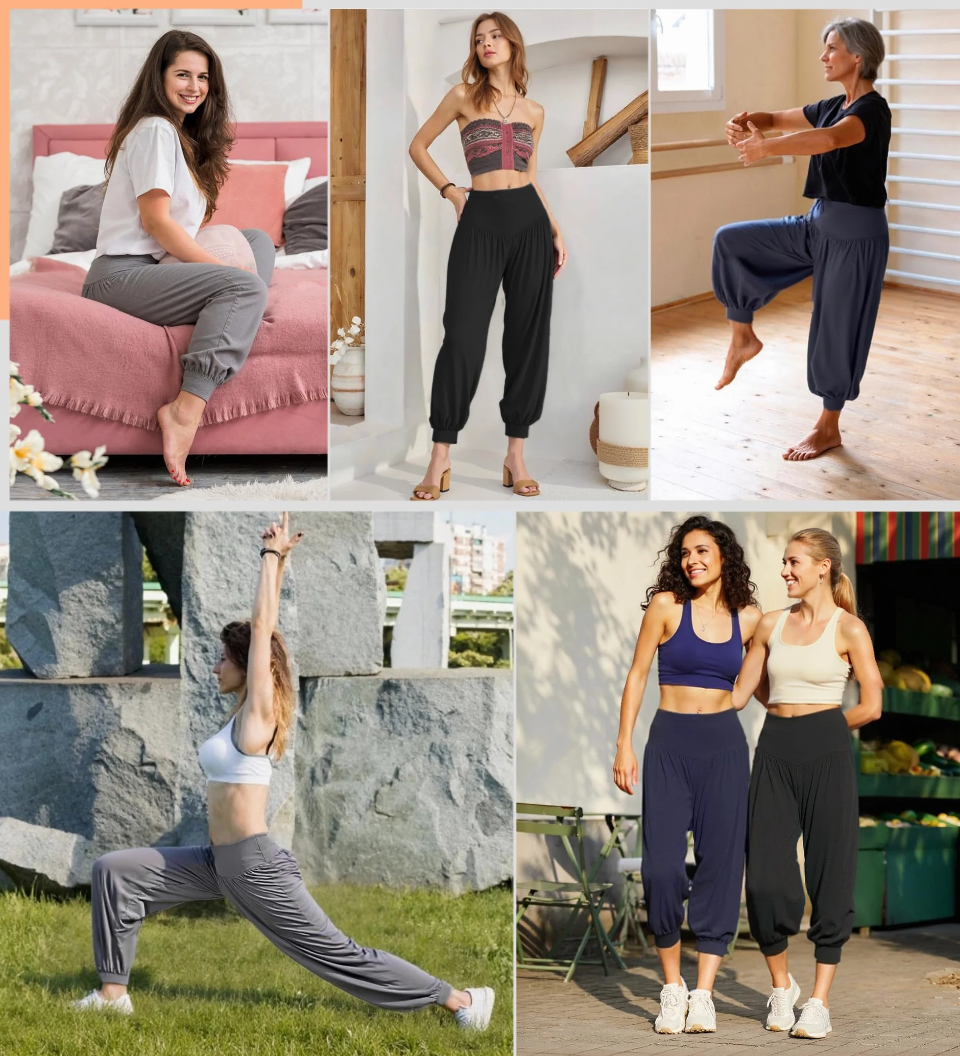 Spodnie haremki damskie, długie, letnie spodnie do jogi, miękkie spodnie modalne, spodnie rekreacyjne, joga, pilates, wysoka talia, lekkie pompki, do treningu, fitnessu, sportu, joggingu