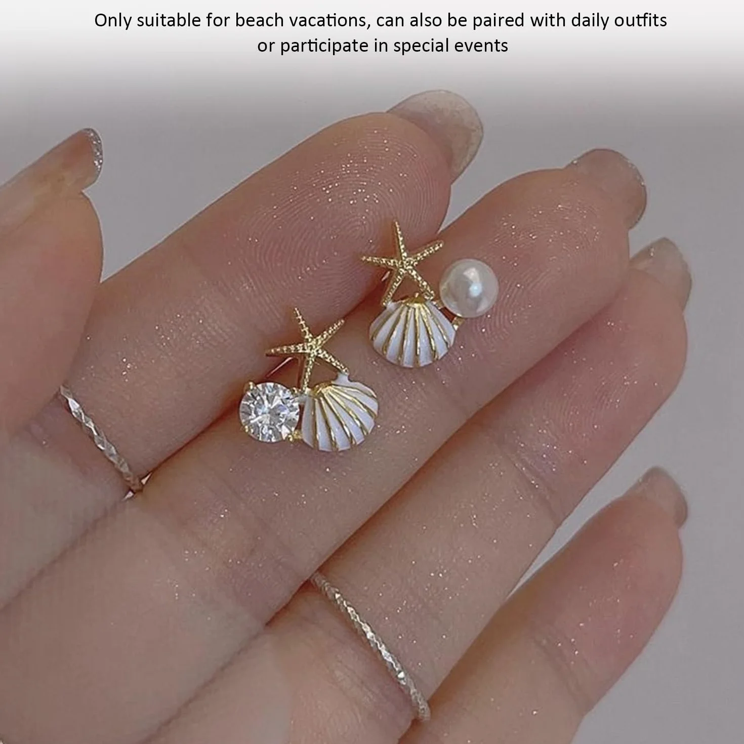 2 szt. Naszyjniki z muszli, 1 para kolczyków z muszli, biżuteria w stylu boho naszyjnik ze stopu pereł fantazyjne kolczyki w stylu oceanu biżuteria na wakacje na plaży, Talla única