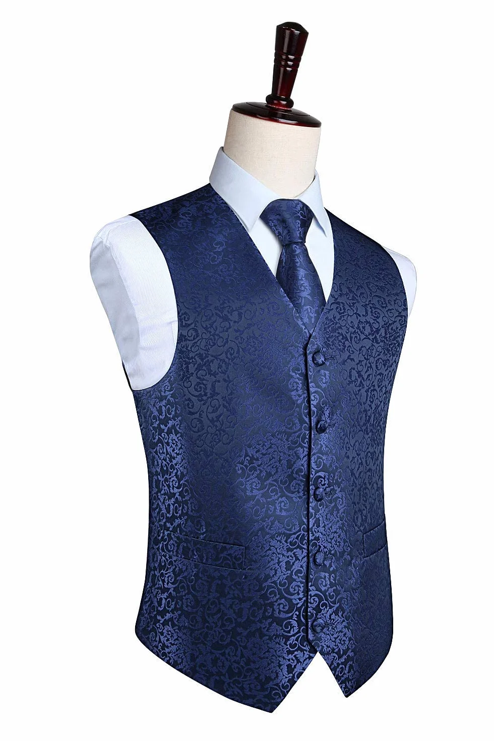 HISDEREN męska kamizelka paisley kwiatowy żakardowy krawat kieszonkowy kwadrat chusteczka wesele biznes dopasowana kamizelka komplet garniturów XS-6XL