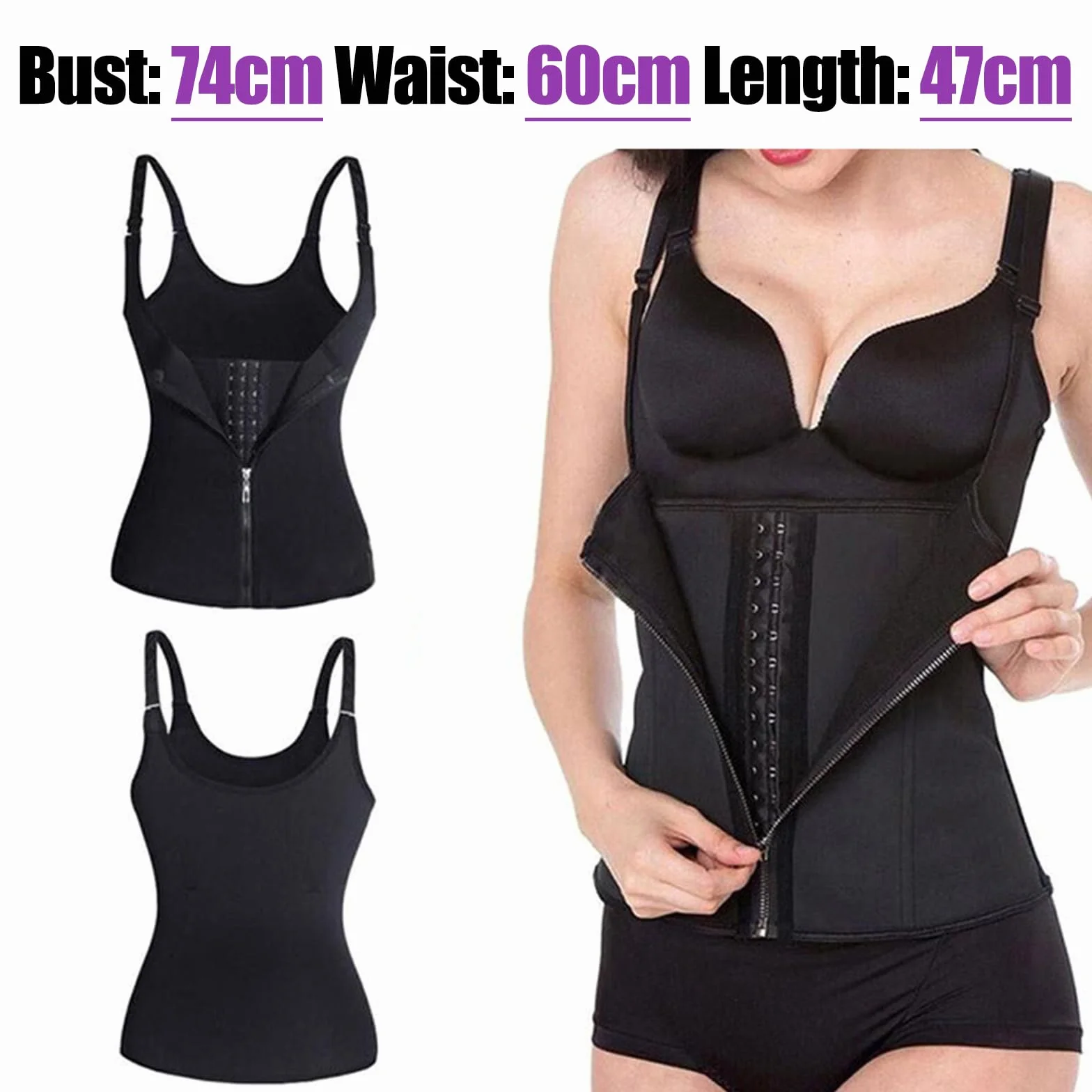 DKDDSSS Trener talii, damski gorset do trenera talii, modelujący sylwetkę, wyszczuplający brzuch, modelujący sylwetkę, z regulowanymi ramiączkami, czarny, Czarny, L