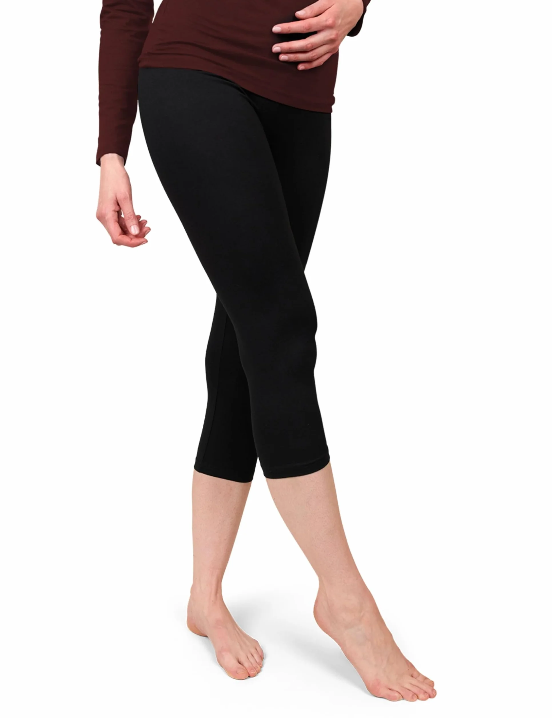 Basic Treasure 1 para legginsów Capri Damen 3/4, wysoka talia Fitnesshose Gym 3/4, 95% Baumwolle, Kurze Legginsy, Blickdichte Yogahose ¾