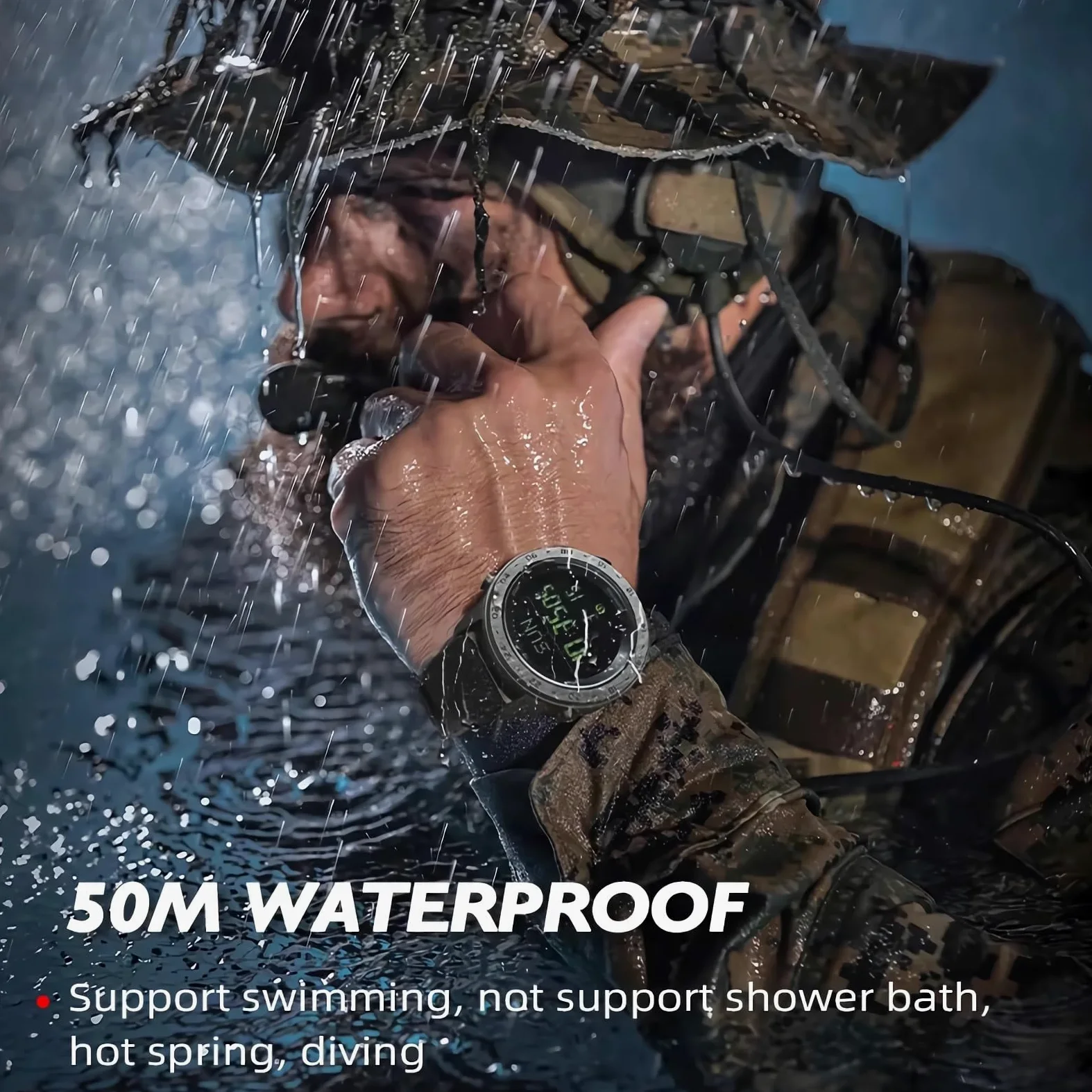 Taktyczne zegarki sportowe dla mężczyzn outdoorowe survival wojskowy kompas rock solidne cyfrowe zegarki z trwałym paskiem, krokomierz