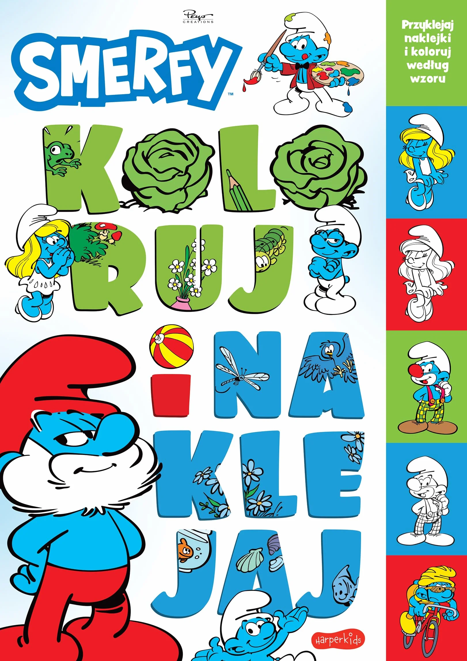 Smerfy. Koloruj i naklejaj
