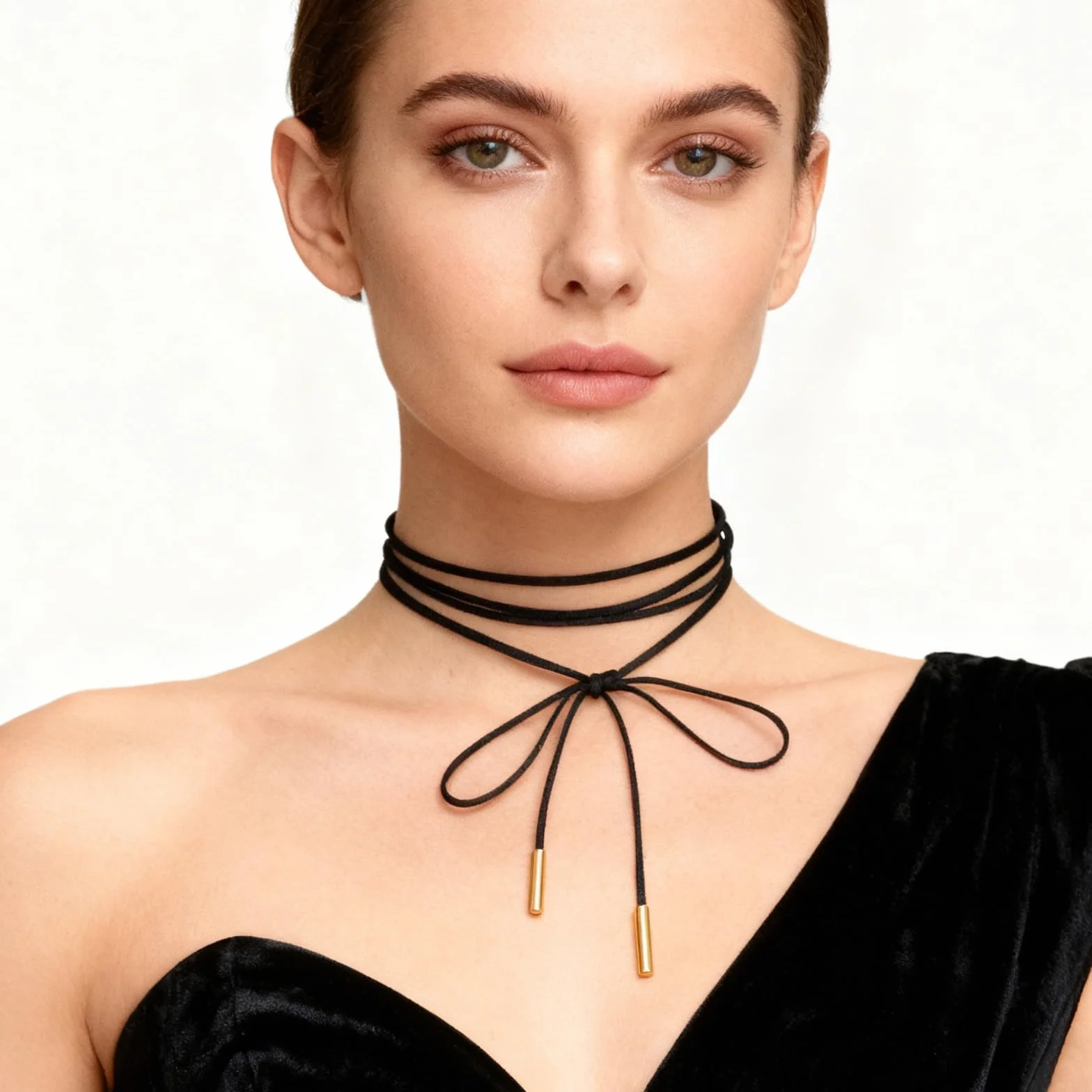 1 x długi naszyjnik typu choker dla kobiet, naszyjnik damski, welurowy, czarny, gotycki naszyjnik z kokardką, styl vintage, na urodziny, Halloween, Boże Narodzenie