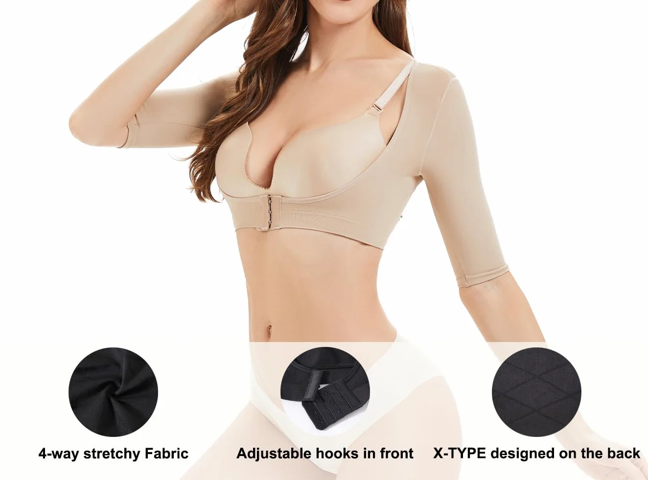 KSKshape Kształtownik ramion dla kobiet rękawy kompresyjne na ramiona pooperacyjne rękawy wyszczuplające korektor postawy topy bielizna modelująca, L