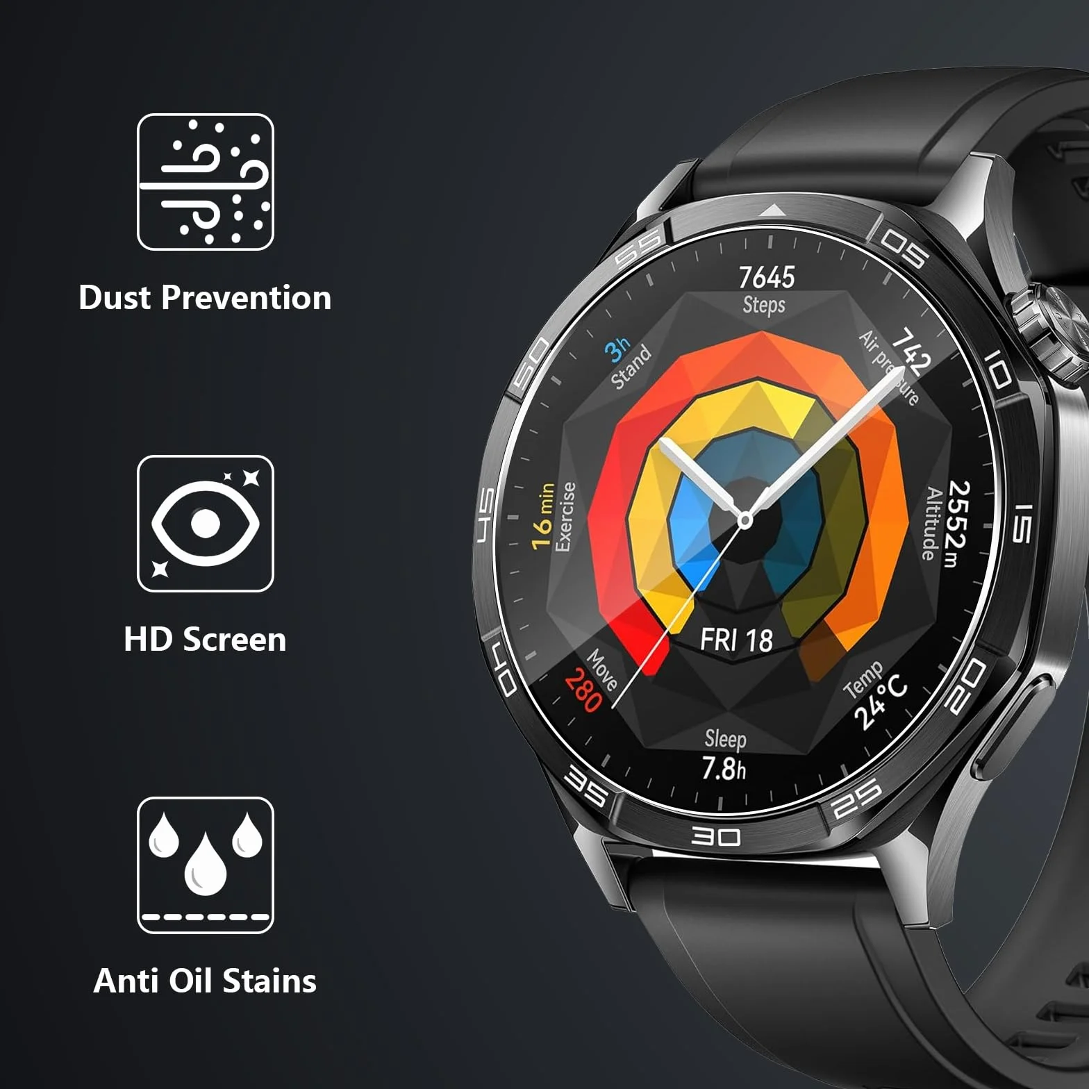 Folia ochronna do Huawei Watch GT5 46 mm do szkła pancernego, 3 sztuki folii ze szkła hartowanego, folia ochronna na wyświetlacz odporna na zarysowania do Huawei GT 5 46 mm, ultra cienka
