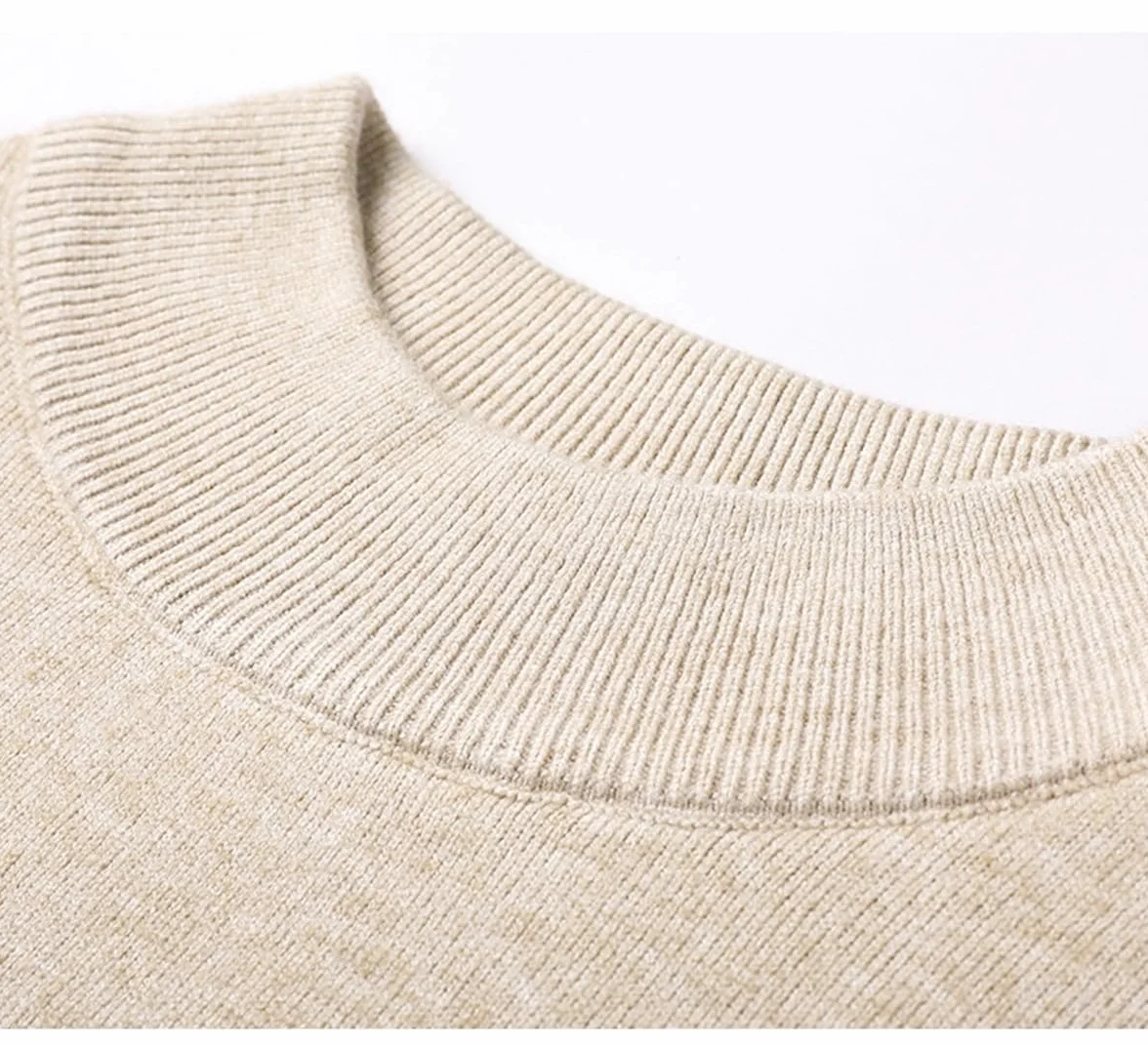 Męski sweter z półgolfem w jednolitym kolorze, męski sweter Basic Slim Fit, męski sweter z długim rękawem na co dzień z dzianiny