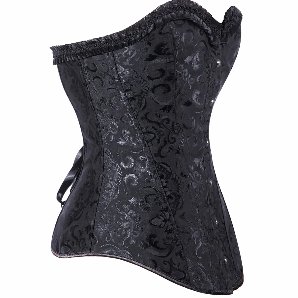 SLIMBELLE® Damski gorset w stylu vintage, klasyczny, stalowy, wiązany, seksowny top ze stringami, bielizna ślubna, body