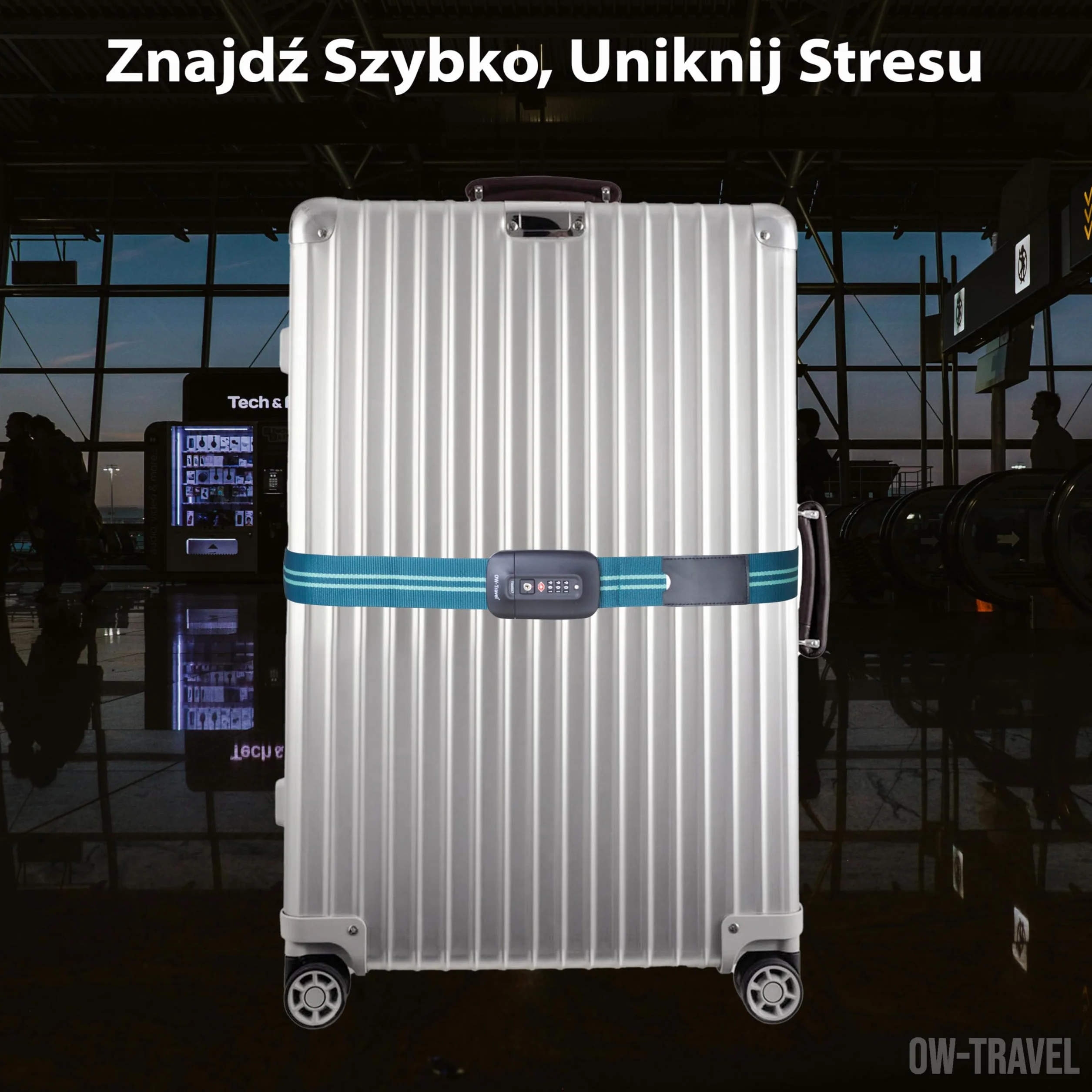OW-Travel Spersonalizowane paski bagażowe z zamkami do walizek(Niebieski/Zielony) Łatwe do zauważenia paski walizkowe TSA etykietami bagażowymi.Pasek podróżny blokadą.Zamykane zamki do walizki