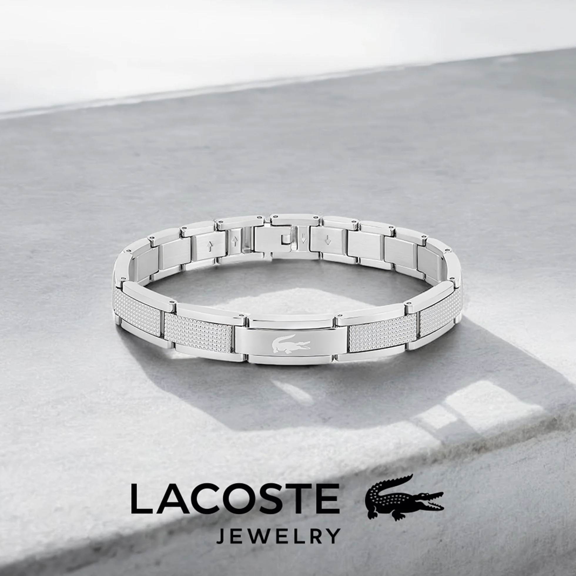 Lacoste Mężczyźni Stencil Bransoletka, Srebrny, 17 cm + 20mm