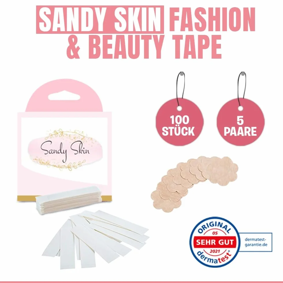 Fashion Beauty Tape dwustronna taśma tekstylna i podkładki na piersi (cielisty kolor), biały, 36