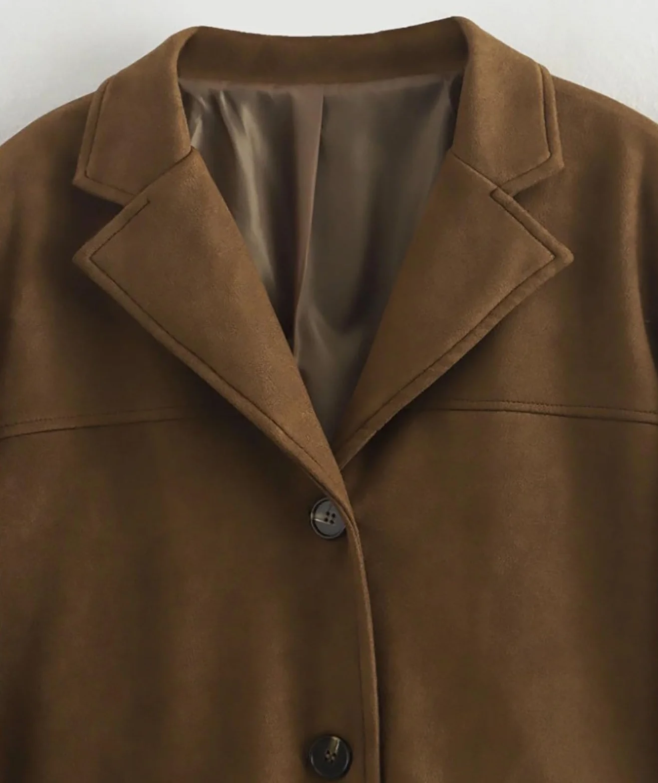 Damskie Faux Suede Kurtki Lapel Kołnierz Suede Marynarka Jesień Zima Długi Rękaw Moda Zamsz Kurtki