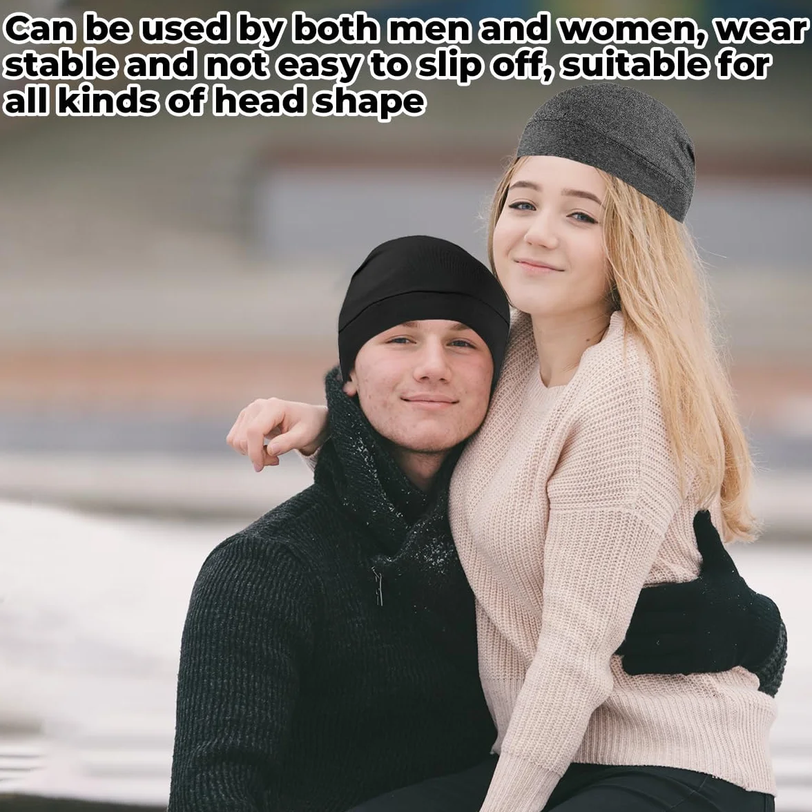 2 sztuki czarno-szarego zestawu czapek pod kask, wiatroszczelna czapka rowerowa, czapka do biegania dla mężczyzn, czapka z czaszką z bawełny, damska czapka pod kask rowerowy z bawełny, lekka i cienka