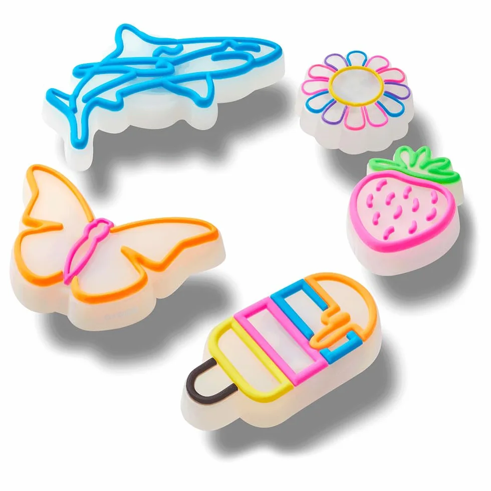 Crocs Uniseks Lights Up Summer 5-pak zawieszek do butów, wielokolorowe, jeden rozmiar, wielobarwny, Rozmiar Uniwersalny