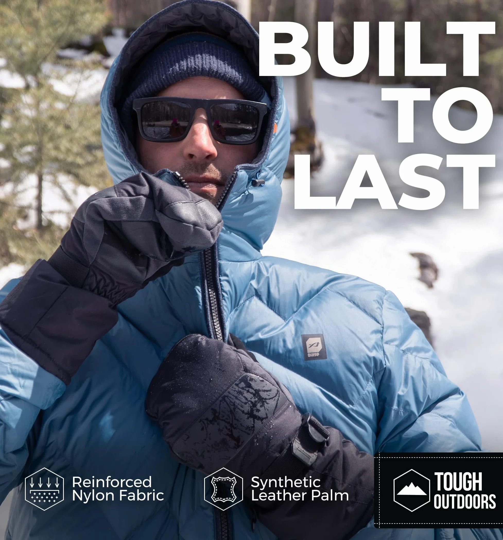 Tough Outdoors Zimowe rękawice narciarskie dla dorosłych dla kobiet i mężczyzn - męskie damskie wodoodporne izolowane rękawice snowboardowe - ekstremalnie zimna pogoda snowboard rękawica śnieżna