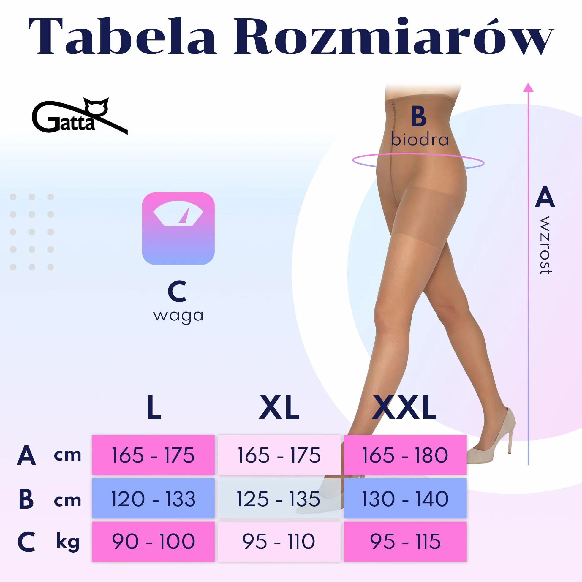 Rajstopy Gatta Body Plus Size 15DEN klasyczne rajstopy dla kobiet o obfitych kształtach, eleganckie, elastyczne, wytrzymałe, rozciągliwe, wzmocnione, trwałe, komfortowe