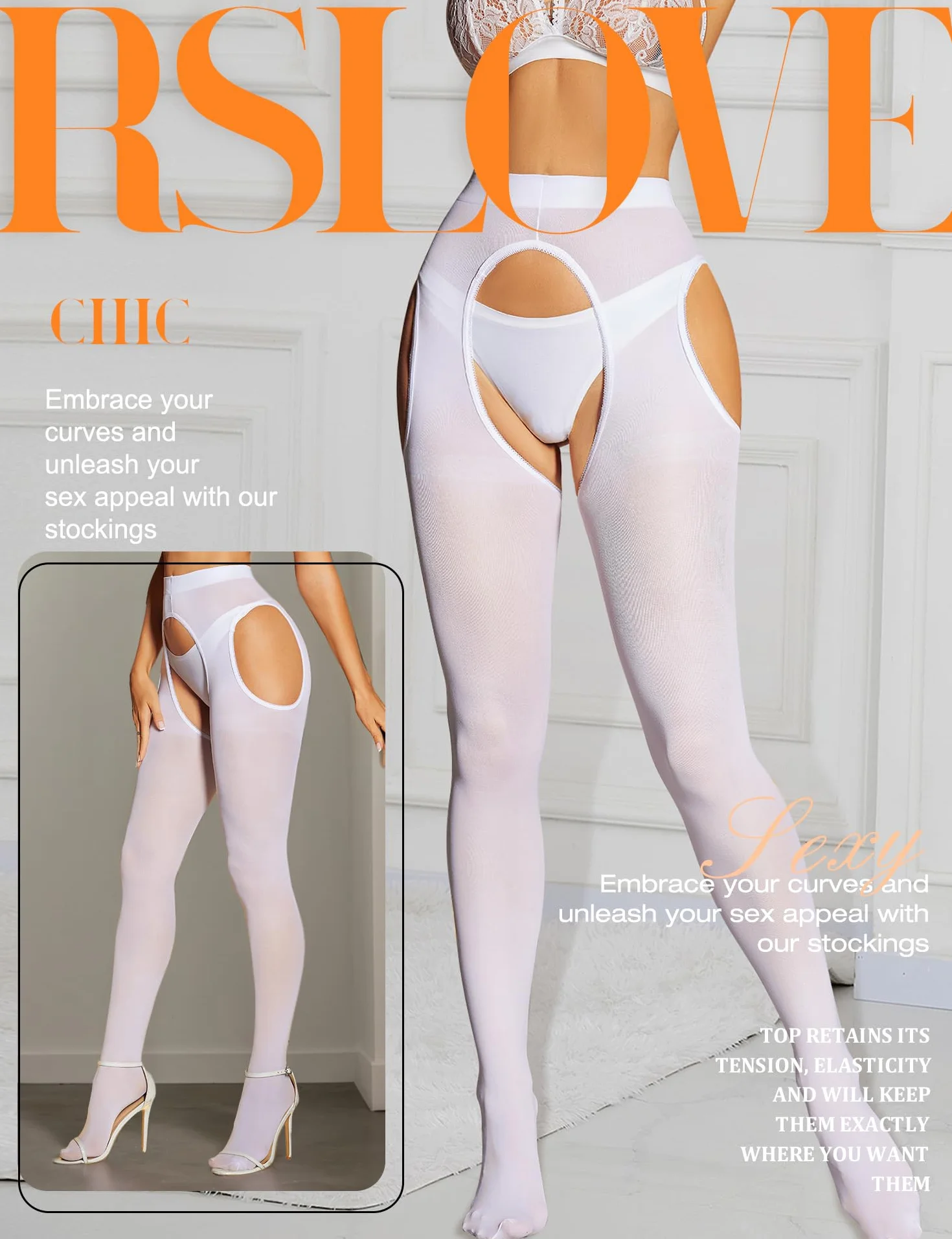 RSLOVE Seksowne rajstopy dla kobiet – nylon 80D wysoka talia rajstopy dla kobiet