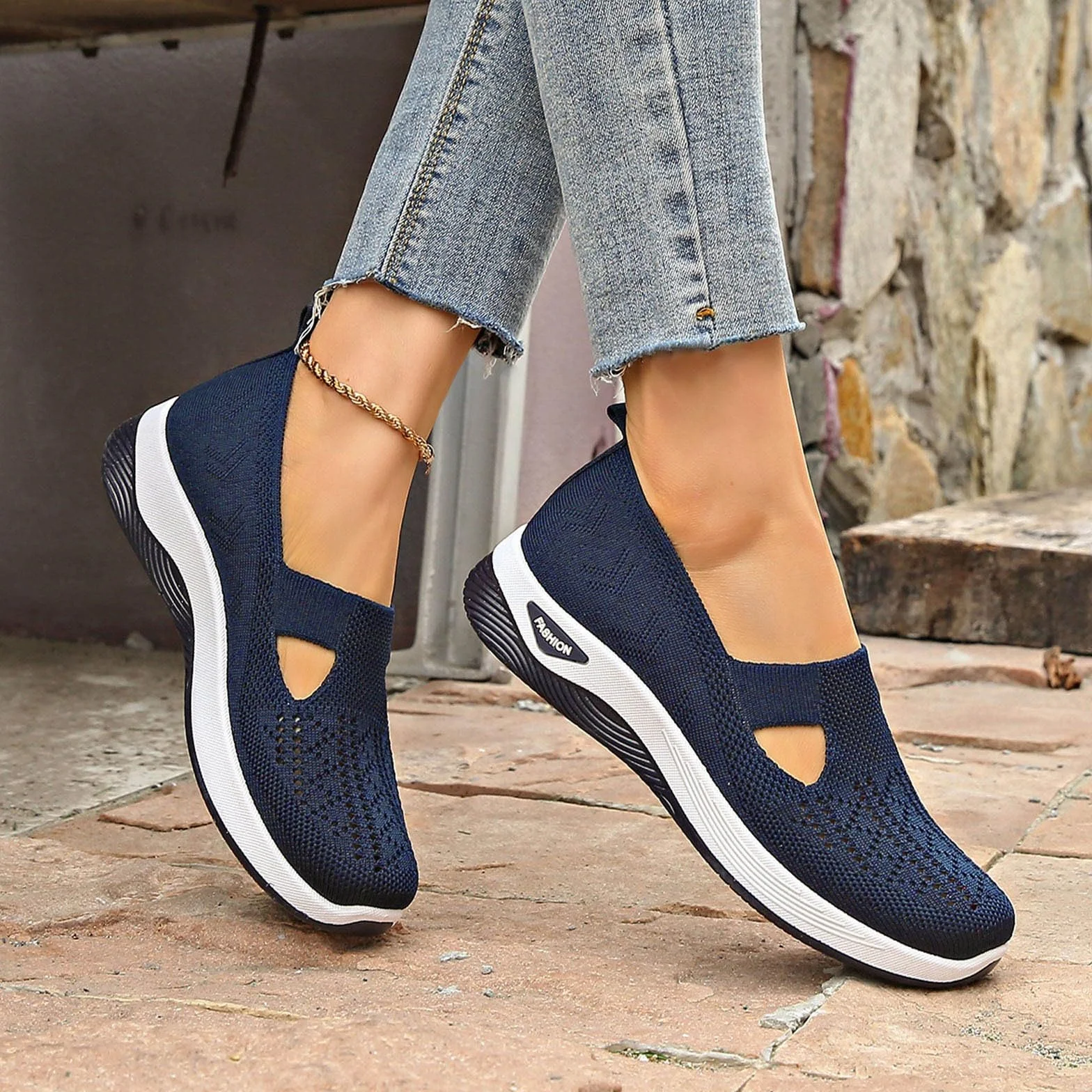 Damskie ortopedyczne buty wsuwane, buty sportowe, oddychające, lekkie, z siateczki, szerokość H, buty sportowe, wygodne, ergonomiczne, miękkie wkładki, buty do chodzenia, buty letnie, buty rekreacyjne