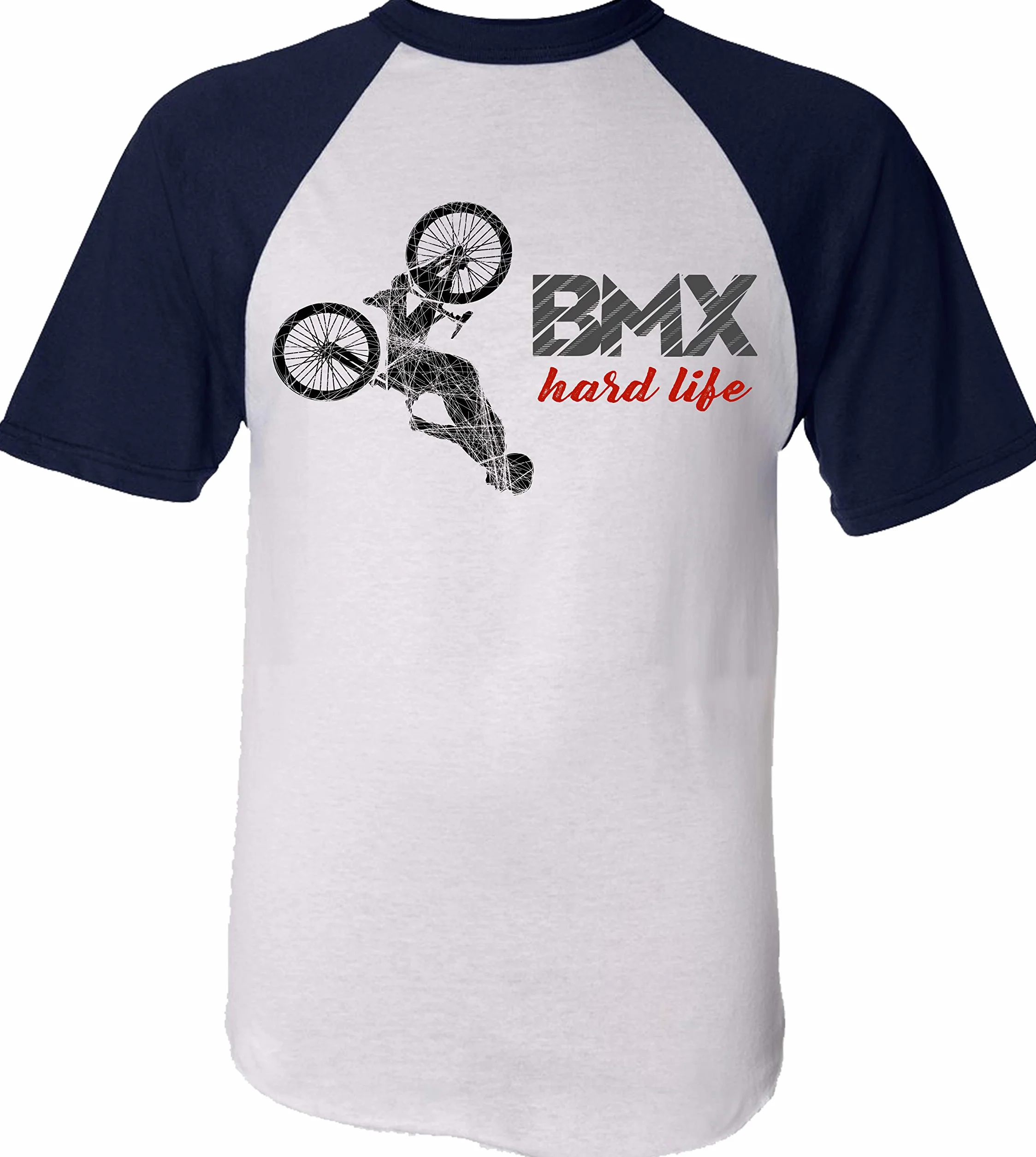 Dziecięcy T-shirt rowerowy: BMX Hard Life – prezent dla chłopców i dziewczynek – rowerzysta w górskim rowerze MTB, BMX, skuterze, na świeżym powietrzu, dla chłopców i dzieci – do szkoły, sportu, trykot, plac zabaw, urodziny
