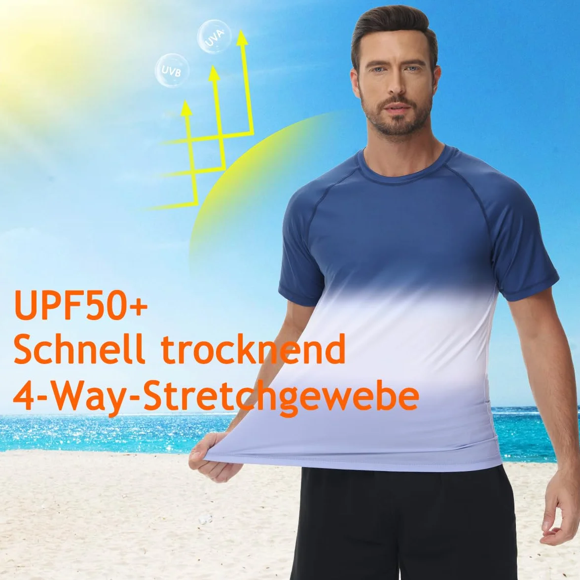 Huayuzh Koszulka męska UV Rashguard, koszulka do pływania, UPF 50+, szybkoschnąca, lekka, oddychająca, do surfowania, wędrówek