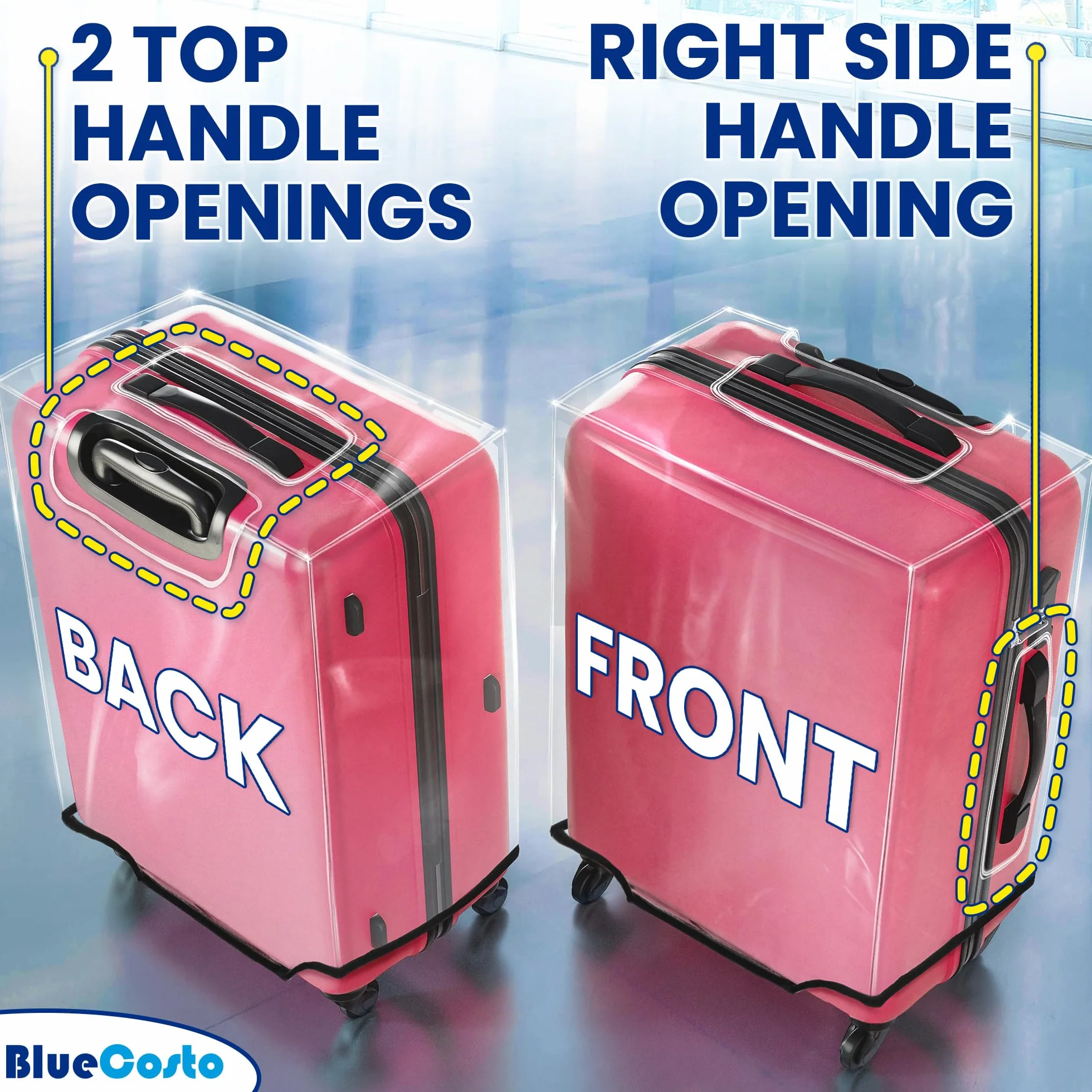 BlueCosto 20"/24"/28" universale trasparente PVC copertura bagagli protezione valigia coperture, Trasparente-20", 20inch