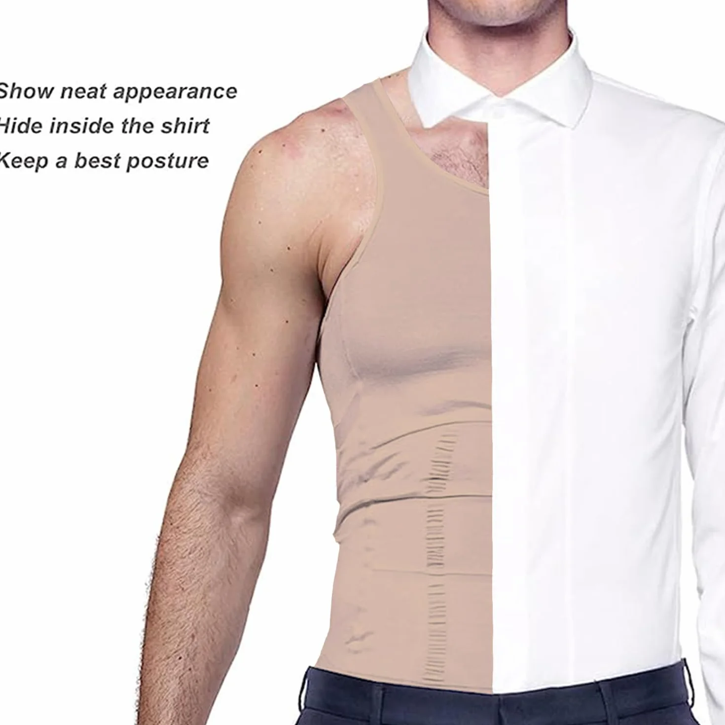 Męskie wyszczuplające tank top modelujące sylwetkę koszule kompresyjne dla mężczyzn wąskie podkoszulki kamizelka brzucha do treningu brzucha,