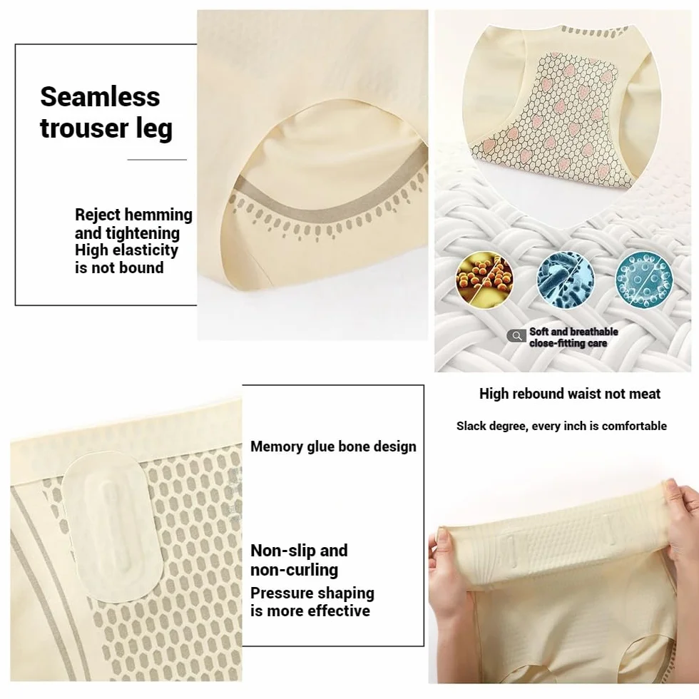 Generisch Baicloud Ice Silk Ion Fiber Repair Shaping Shorts szorty z wysokim stanem, ujędrniające brzuch i biodra, szorty dla kobiet