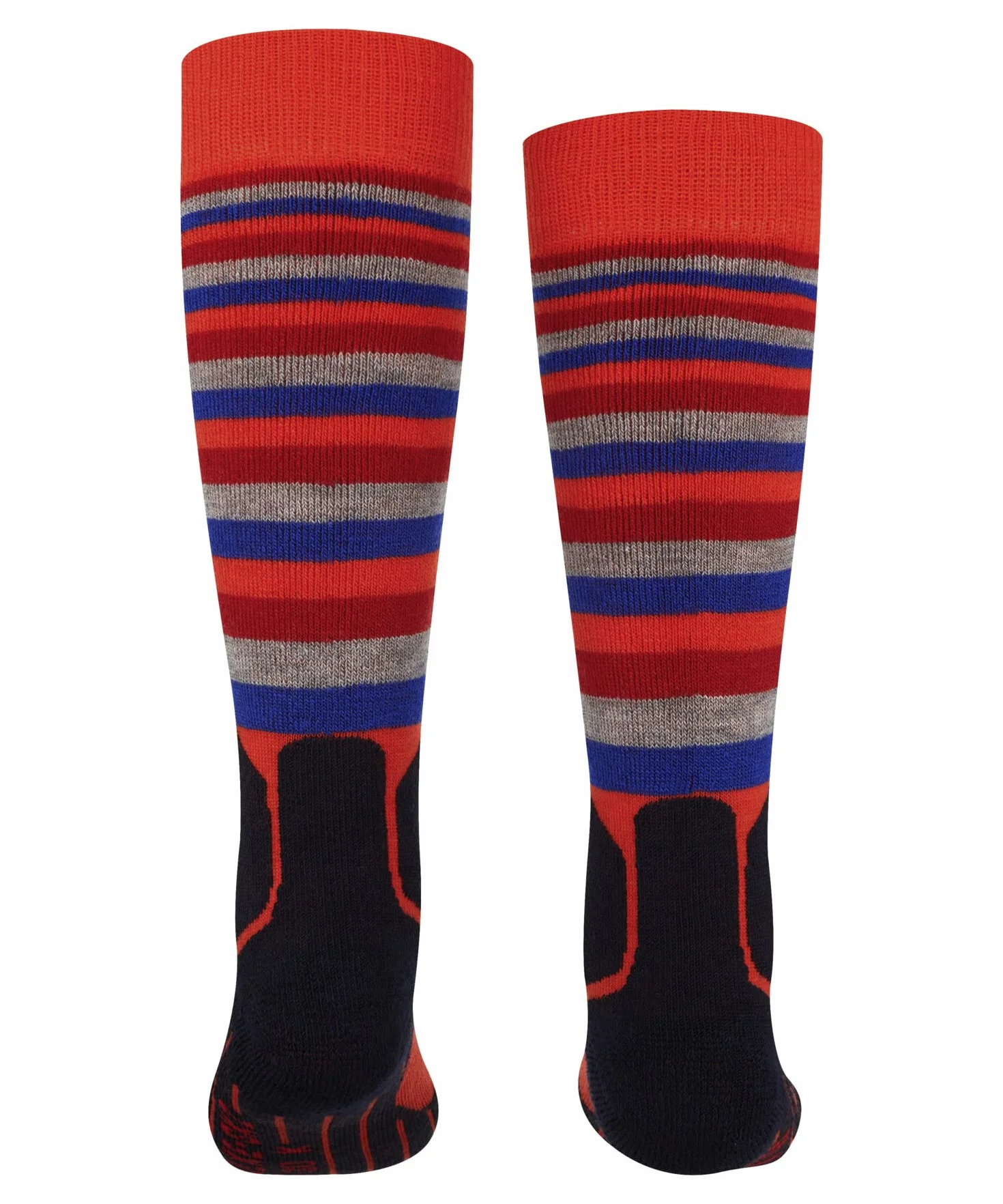 FALKE Uniseks - dzieci Skarpety narciarskie SK2 Intermediate Stripes K Kh Wełna ciepłe grube 1 Para, Pomarańczowy Samba Orange 8182, 27-30