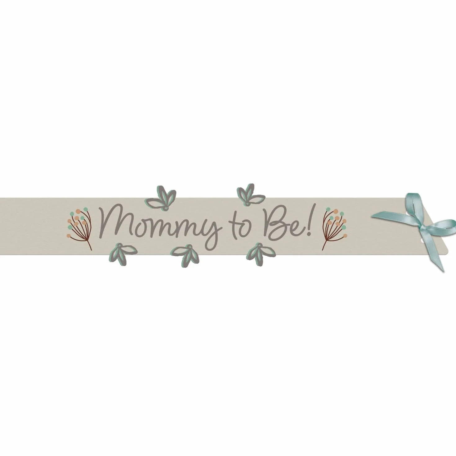 Folat 25021 Baby Shower Decor, baby shower, zielona, biała szarfa - Blooming Baby Little One - 1,5 metra