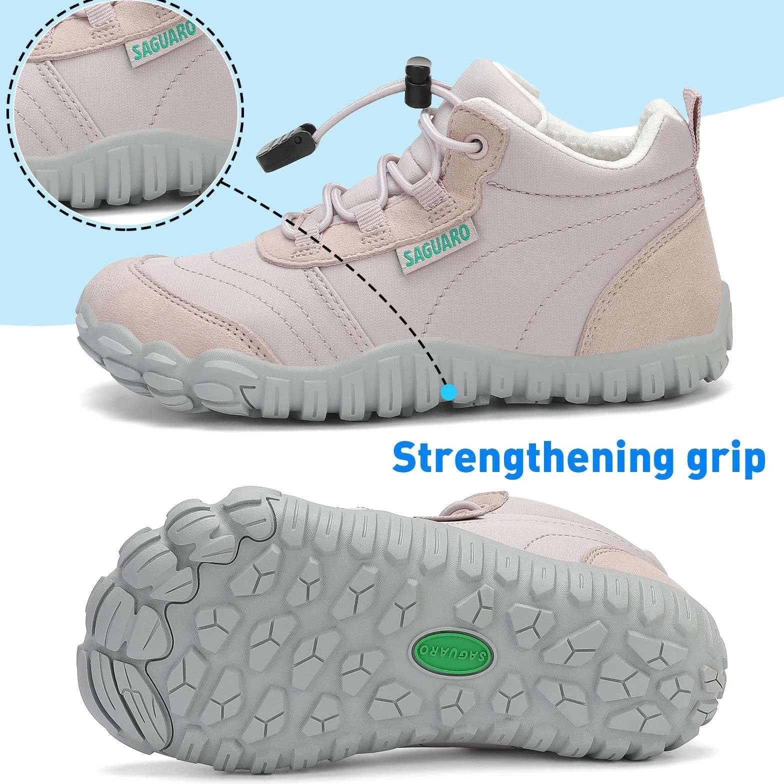 SAGUARO Dziecięce buty boso buty do biegania na szlaku barefoot minimalistyczne, lekkie, oddychające, rozmiar 26-36
