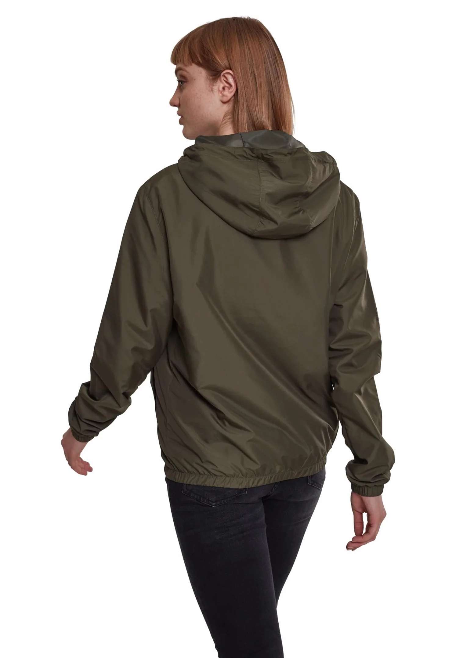 Urban Classics Damska wiatrówka z kapturem dla kobiet, damska kurtka Basic Pull Over Jacket dost?pna w ponad 10 wariantach kolorystycznych, rozmiary XS - 5XL, ciemnooliwkowy, M