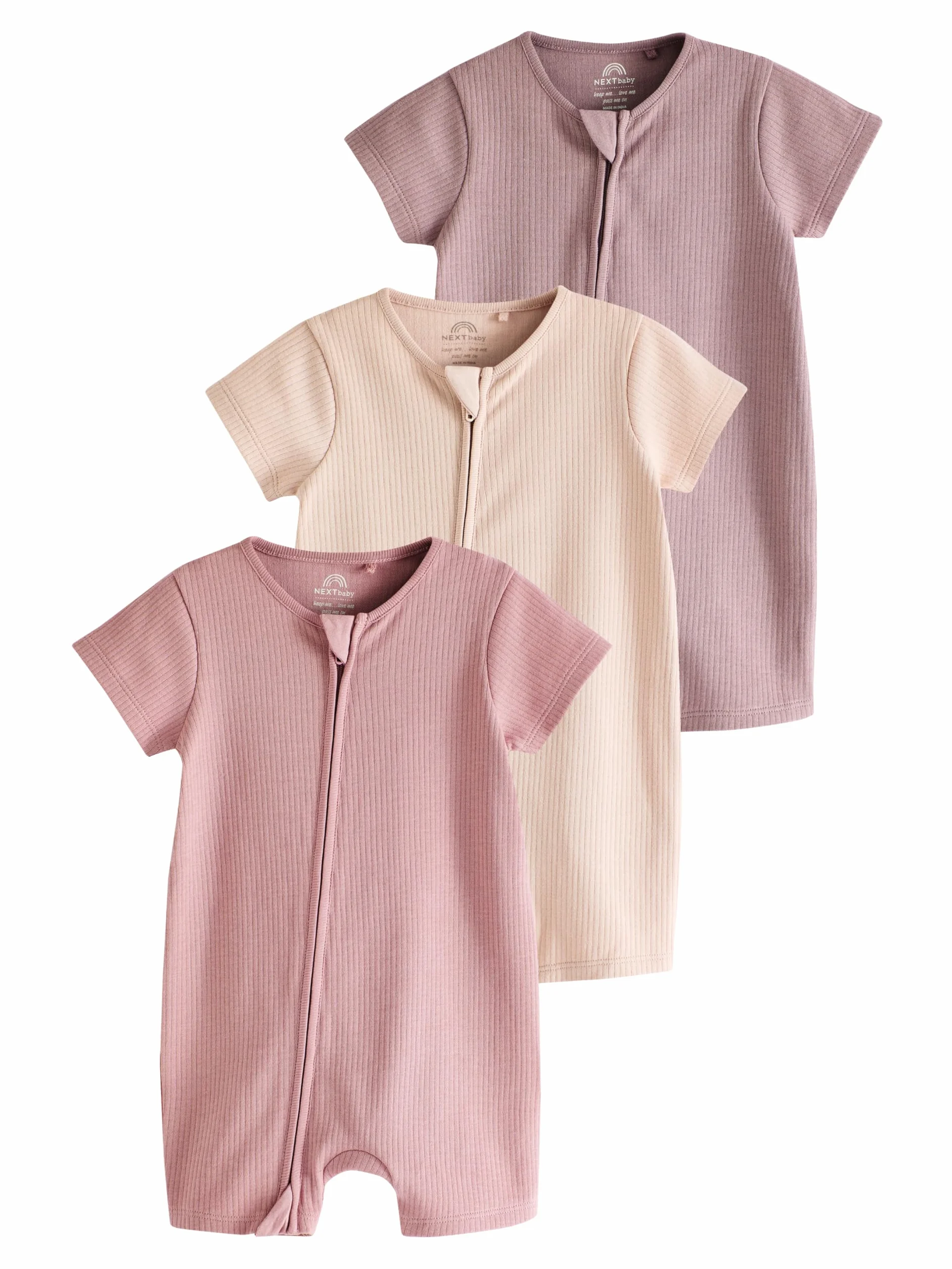 NEXT Noworodki unisex Zestaw 3 pajacyków niemowlęcych z dwukierunkowym suwakiem