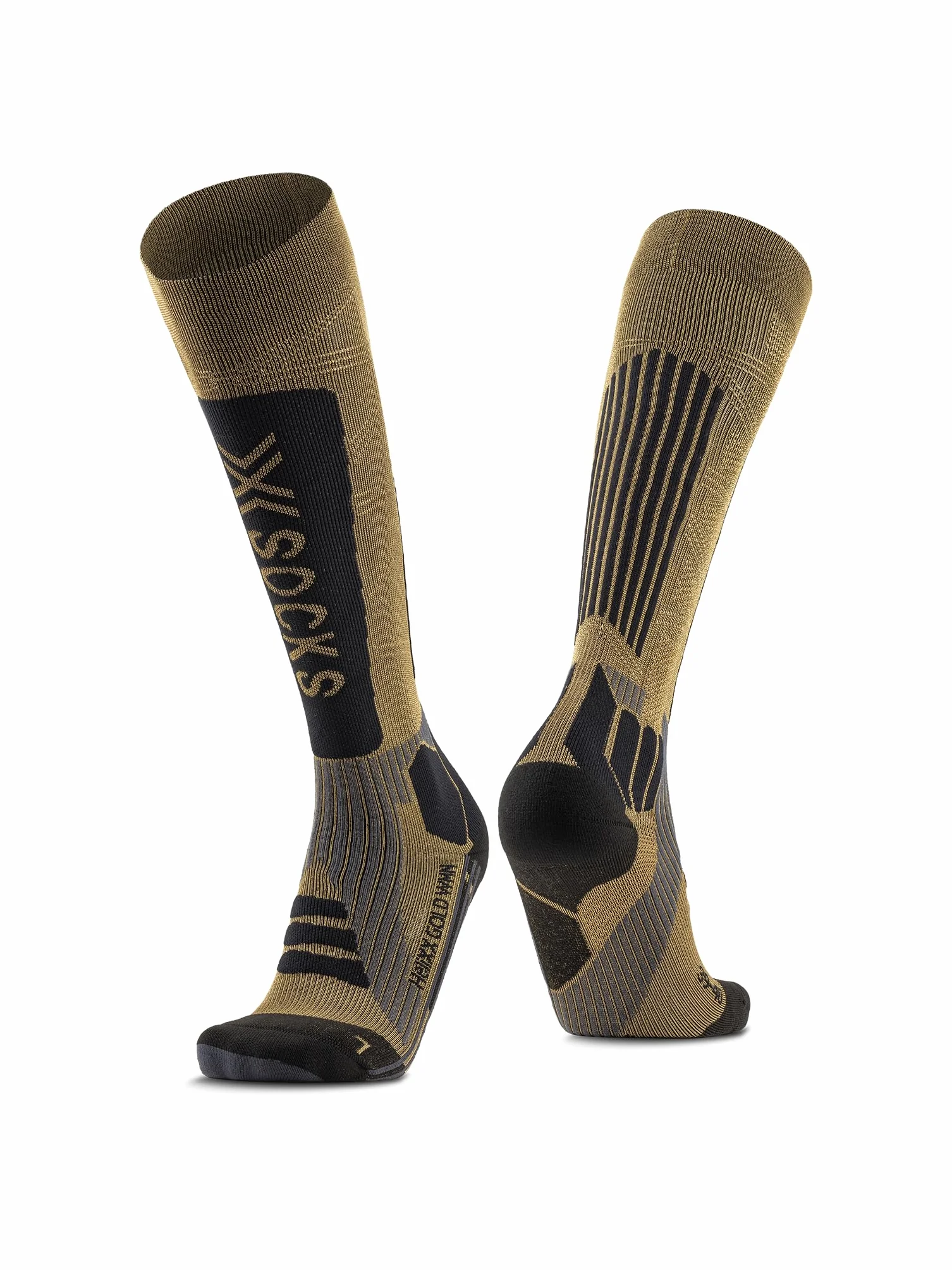 X-Socks Helixx Gold 4.0 Womens Special Edition Black and Gold - wysokowydajne skarpety do sportów zimowych zapewniające zwiększony komfort klimatyczny i wsparcie mięśni - Złoty/czarny, 39-40
