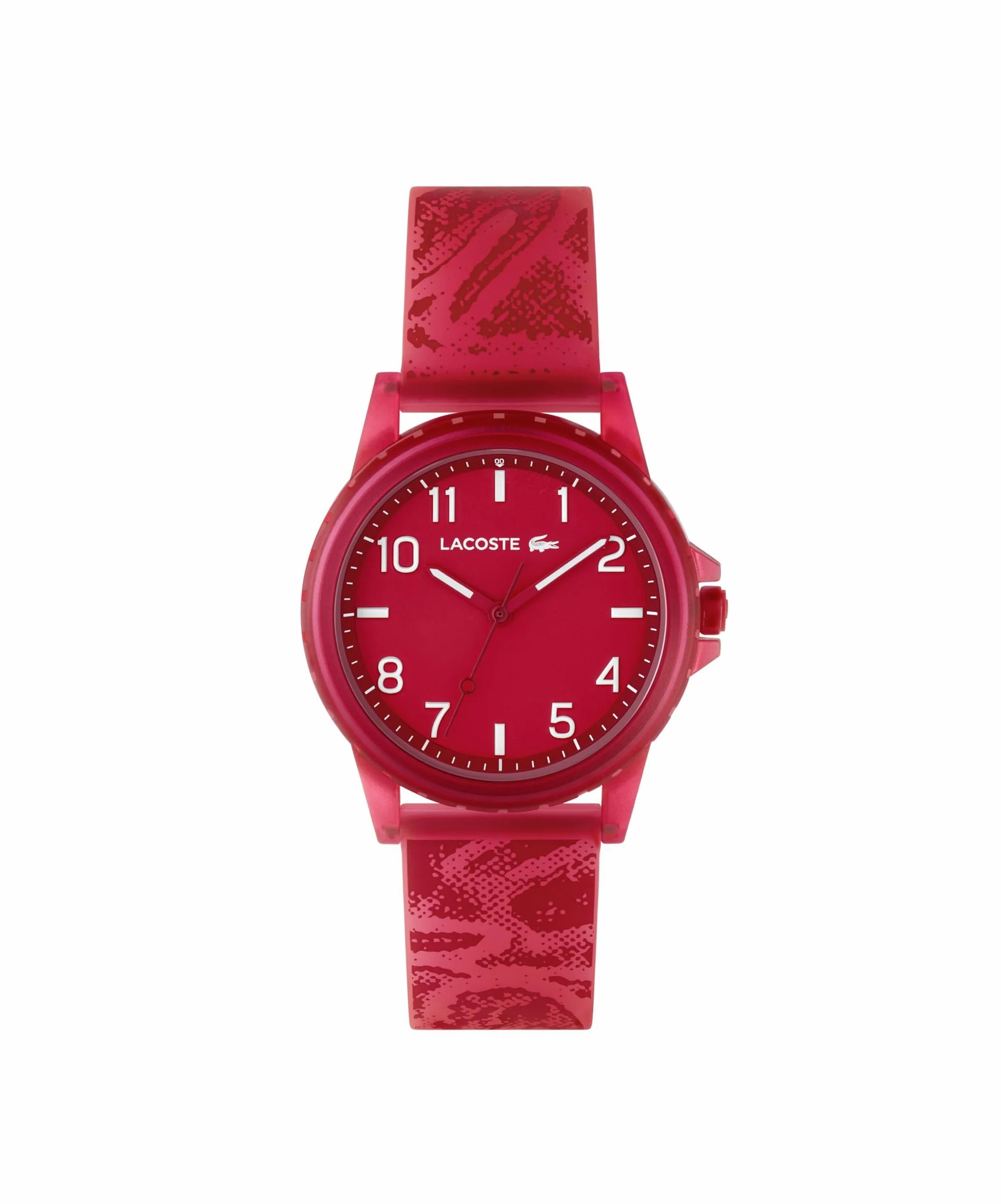 Lacoste Rider analogowy zegarek dziecięcy, mechanizm kwarcowy, wodoodporny, silikonowy pasek, unisex, prezent dla chłopców i dziewcząt, Czerwony, pasek