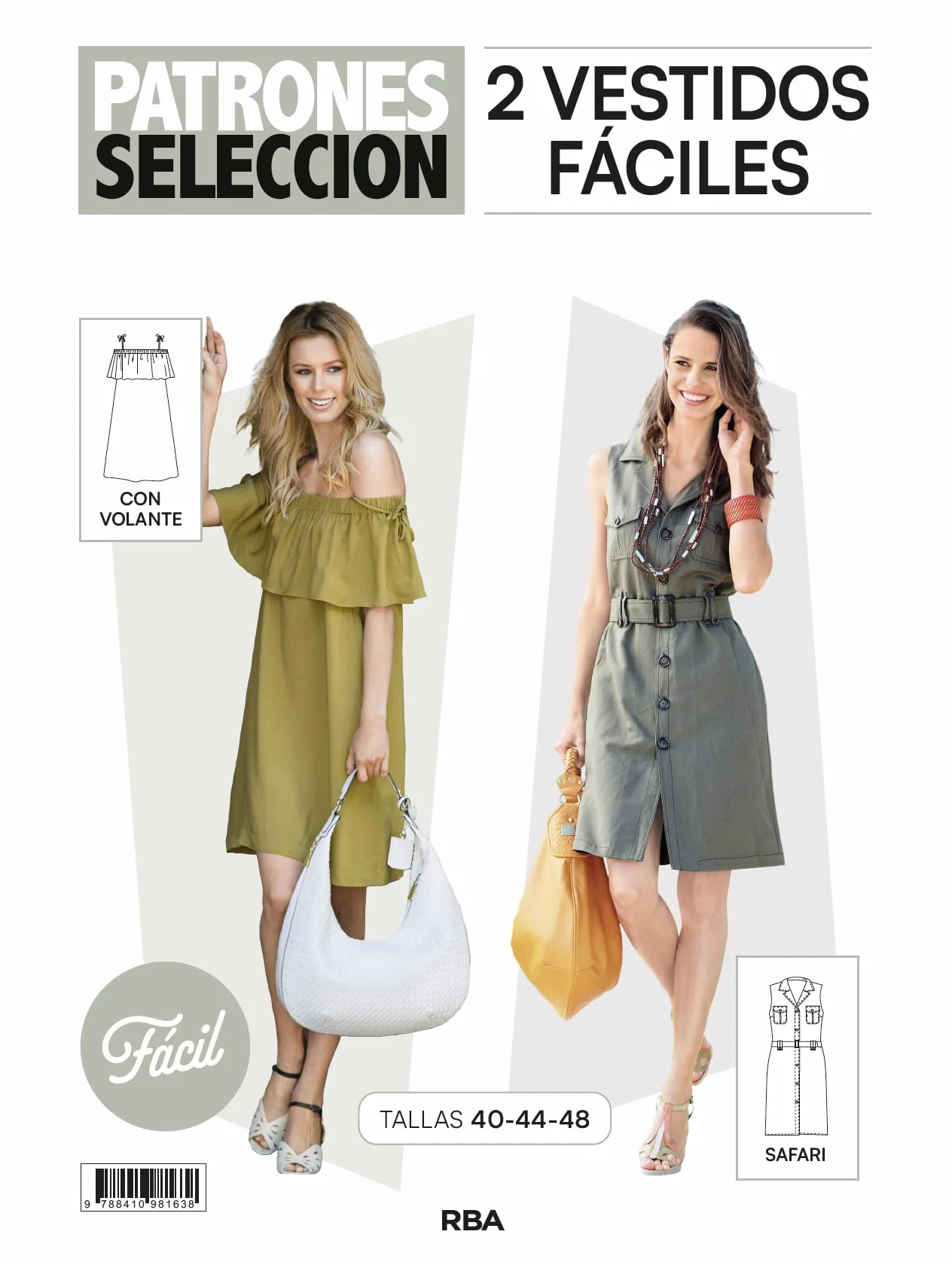 Patrones selección 1. Patrón de costura 2 Vestidos fáciles: Con volante y Safari