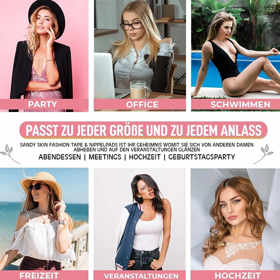 Fashion Beauty Tape dwustronna taśma tekstylna i podkładki na piersi (cielisty kolor), biały, 36
